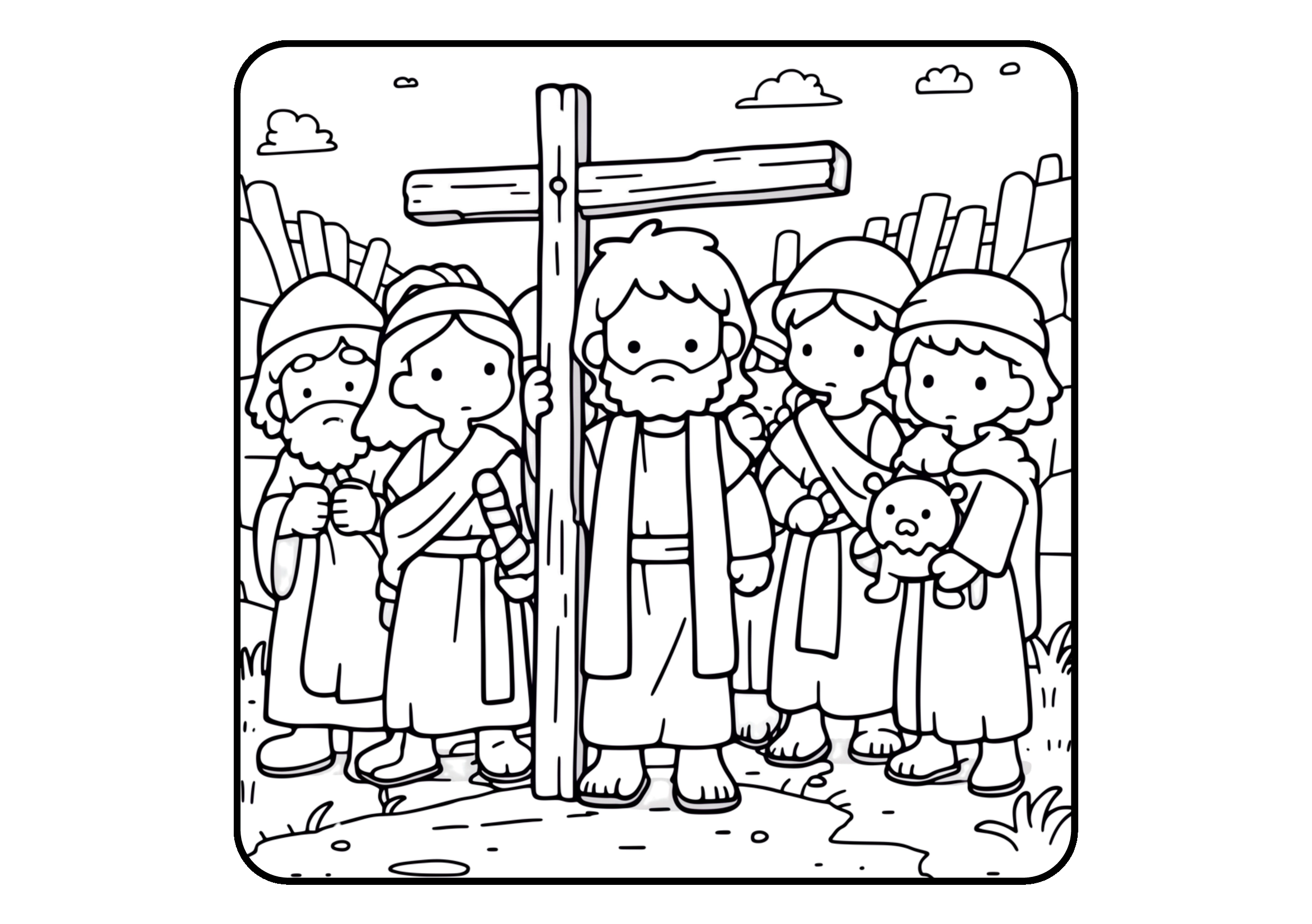 Verdadeira Páscoa para colorir – Jesus, cruz e ressurreição para imprimir grátis