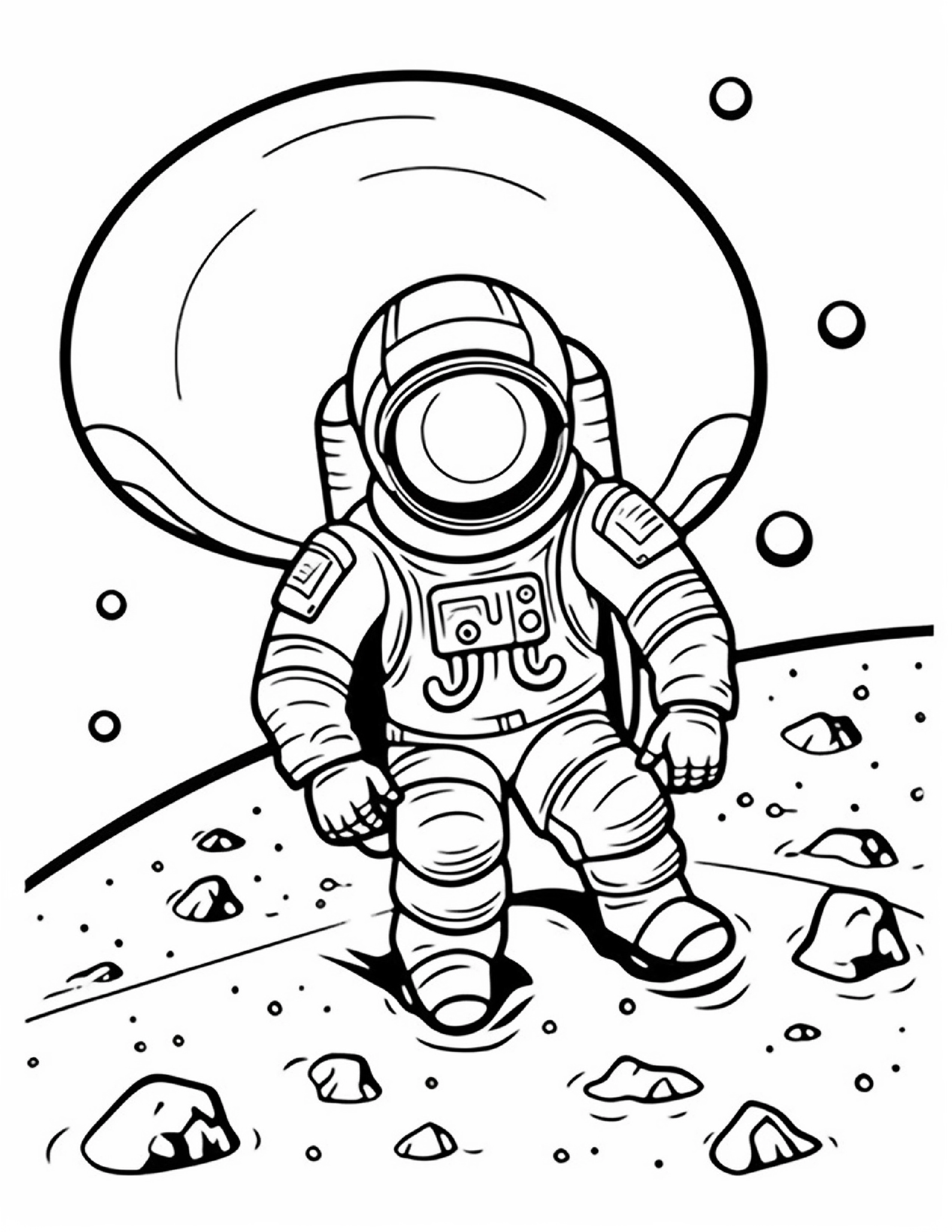 Astronautas para colorir – Viagem espacial para imprimir grátis