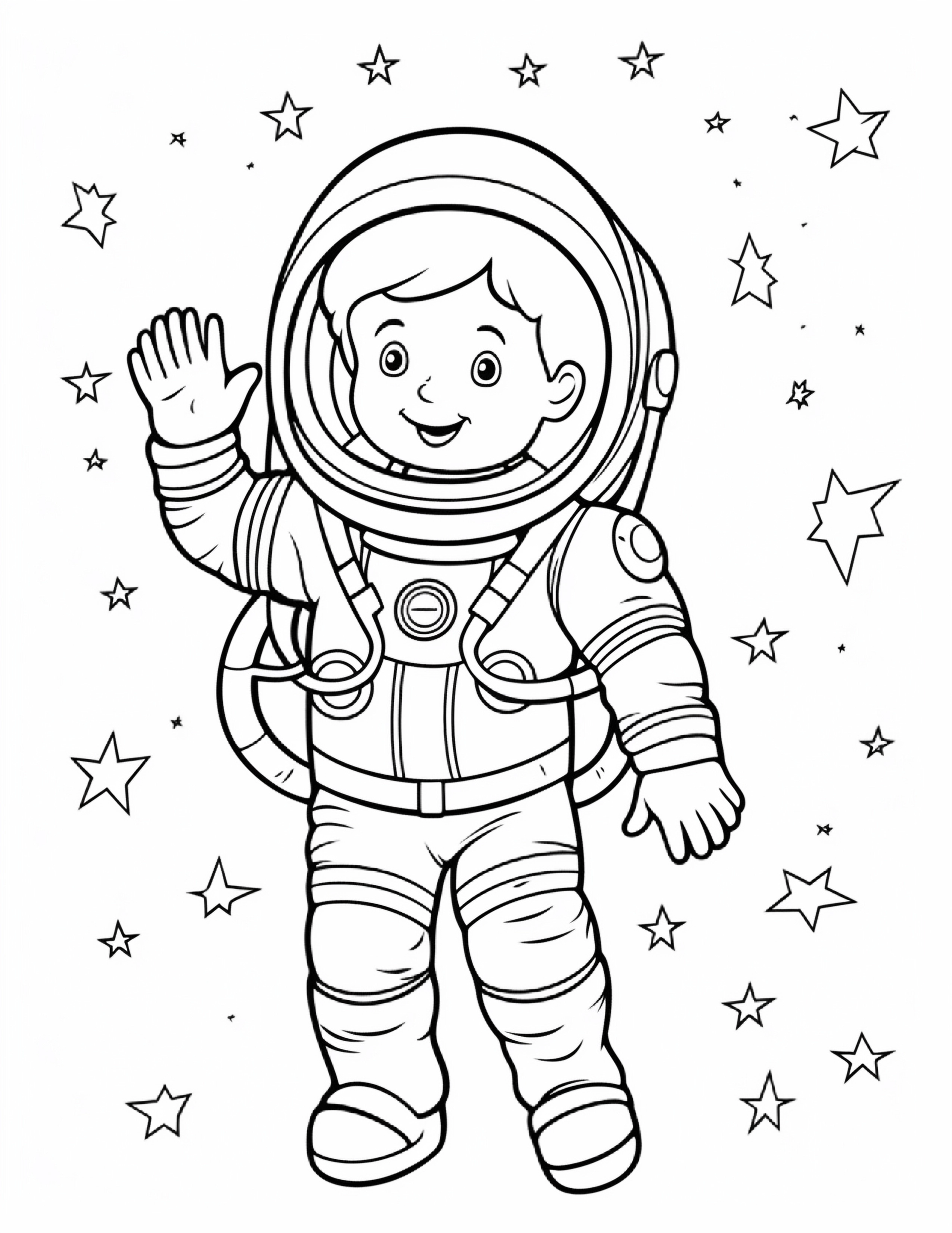 Astronautas para colorir – Viagem espacial para imprimir grátis