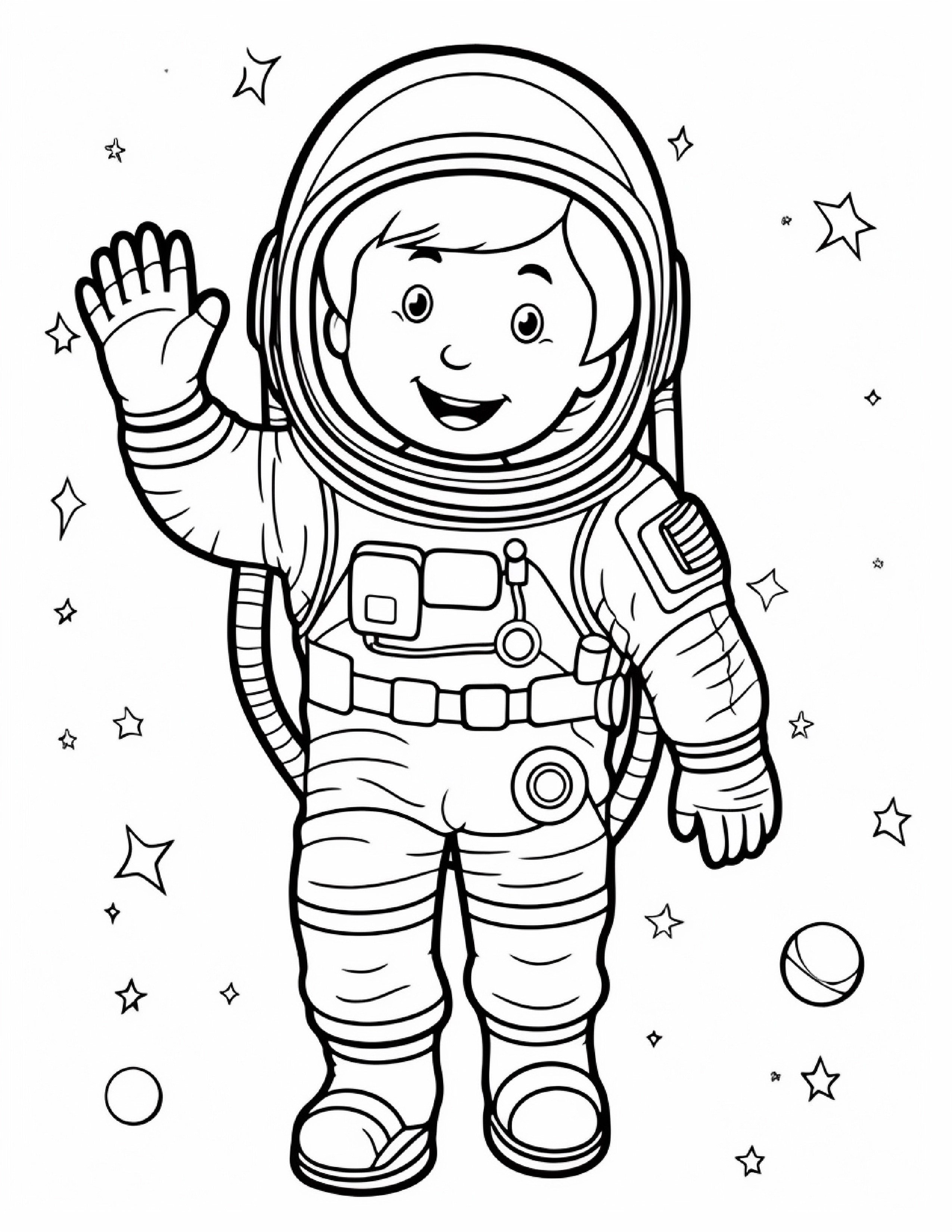 Astronautas para colorir – Viagem espacial para imprimir grátis