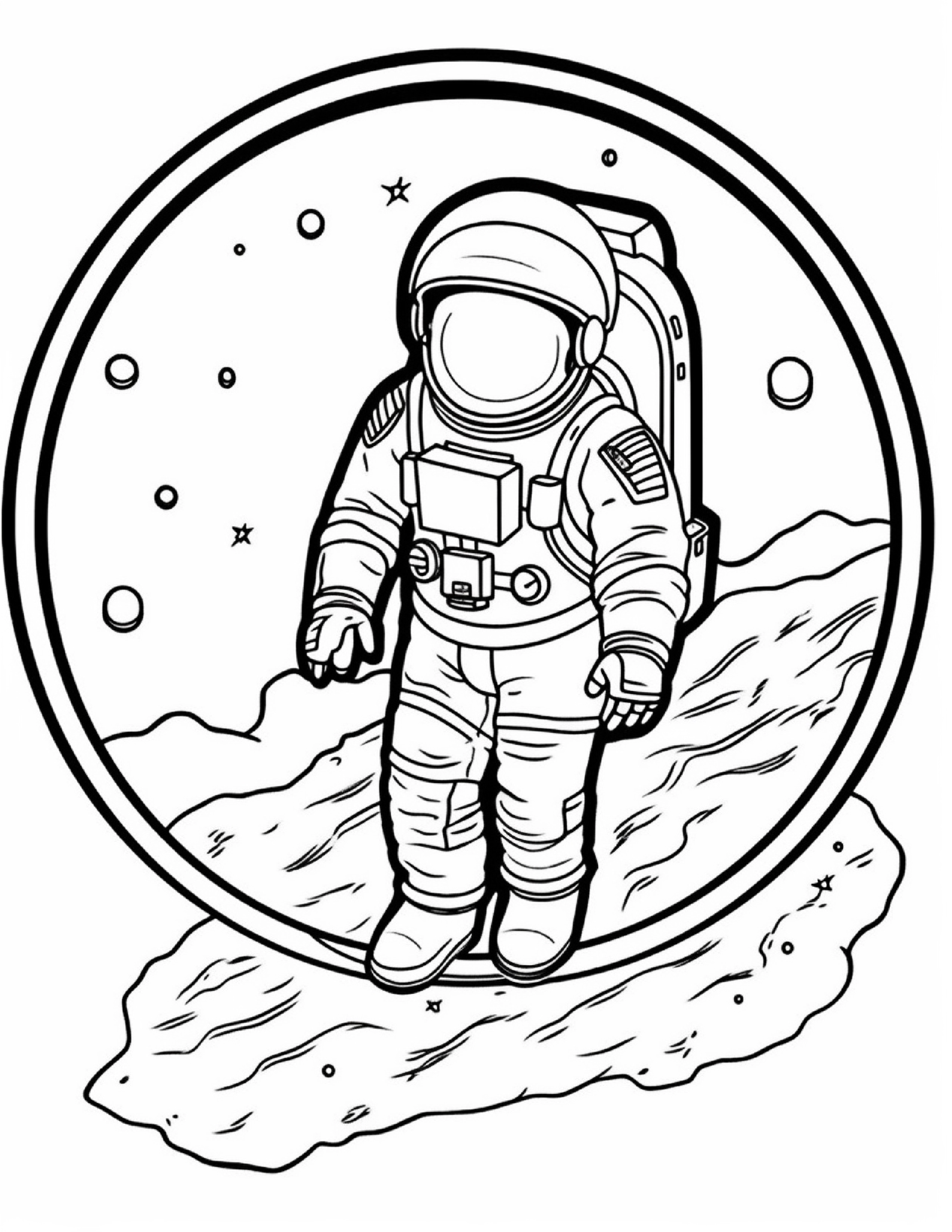 Astronautas para colorir – Viagem espacial para imprimir grátis