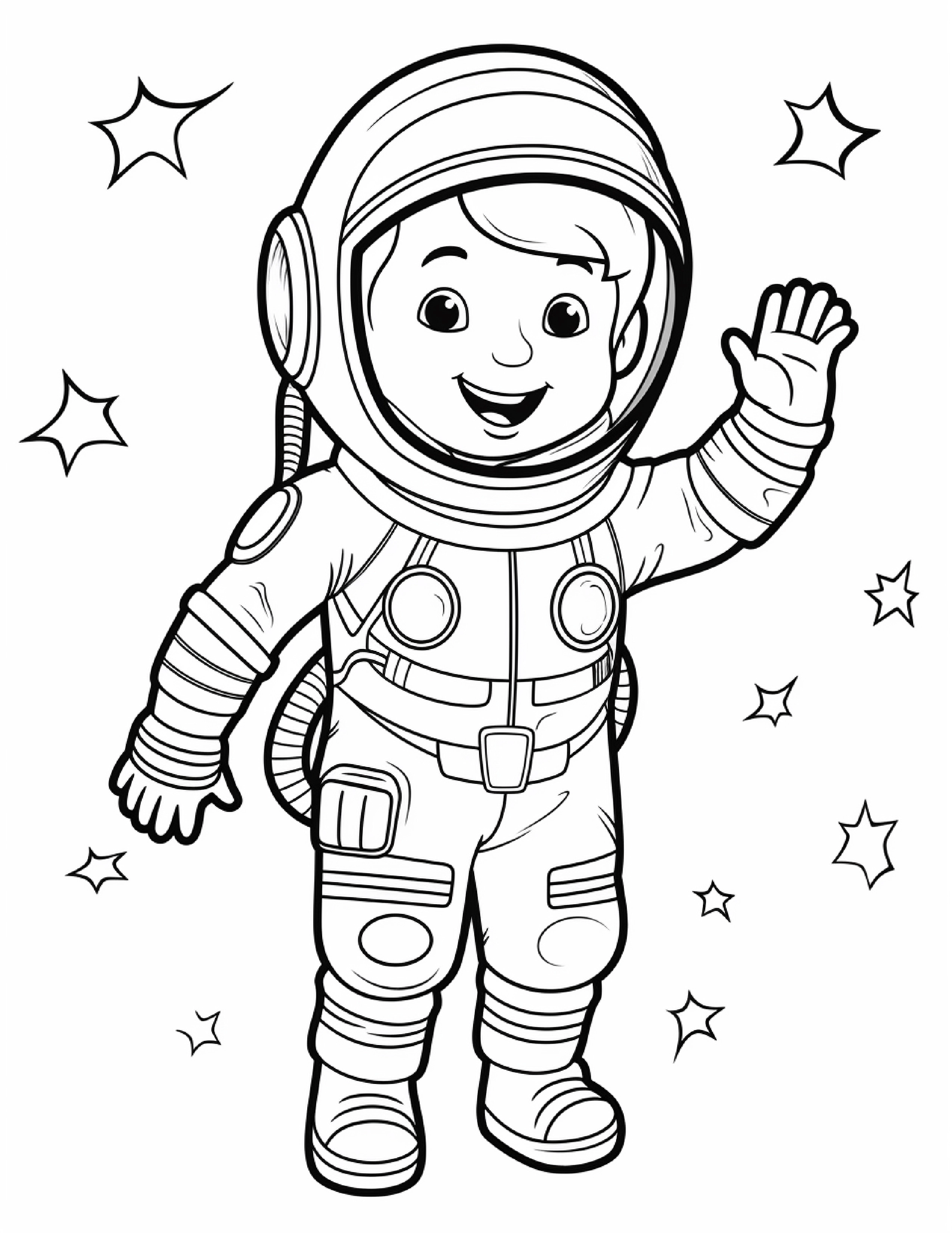 Astronautas para colorir – Viagem espacial para imprimir grátis