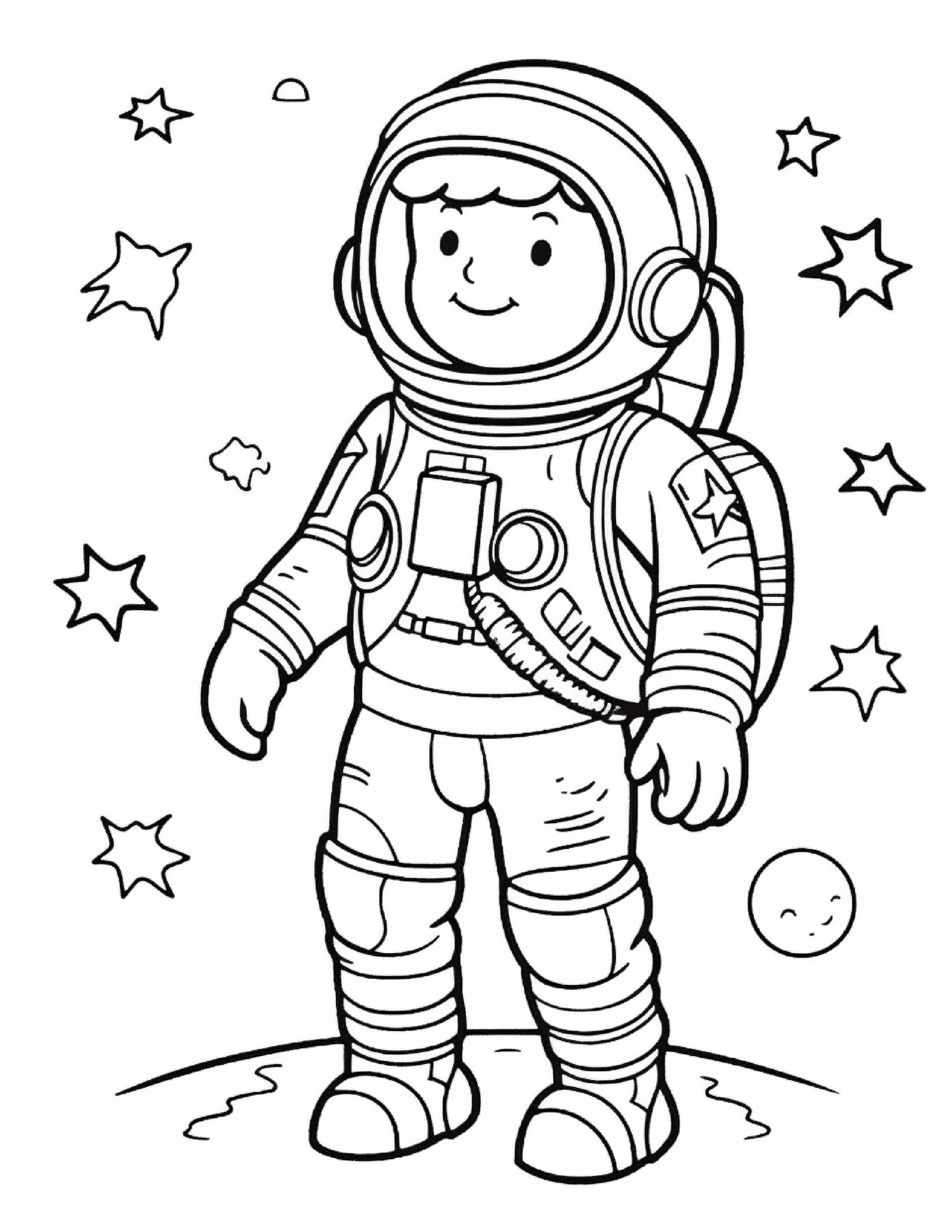 Astronautas para colorir – Viagem espacial para imprimir grátis