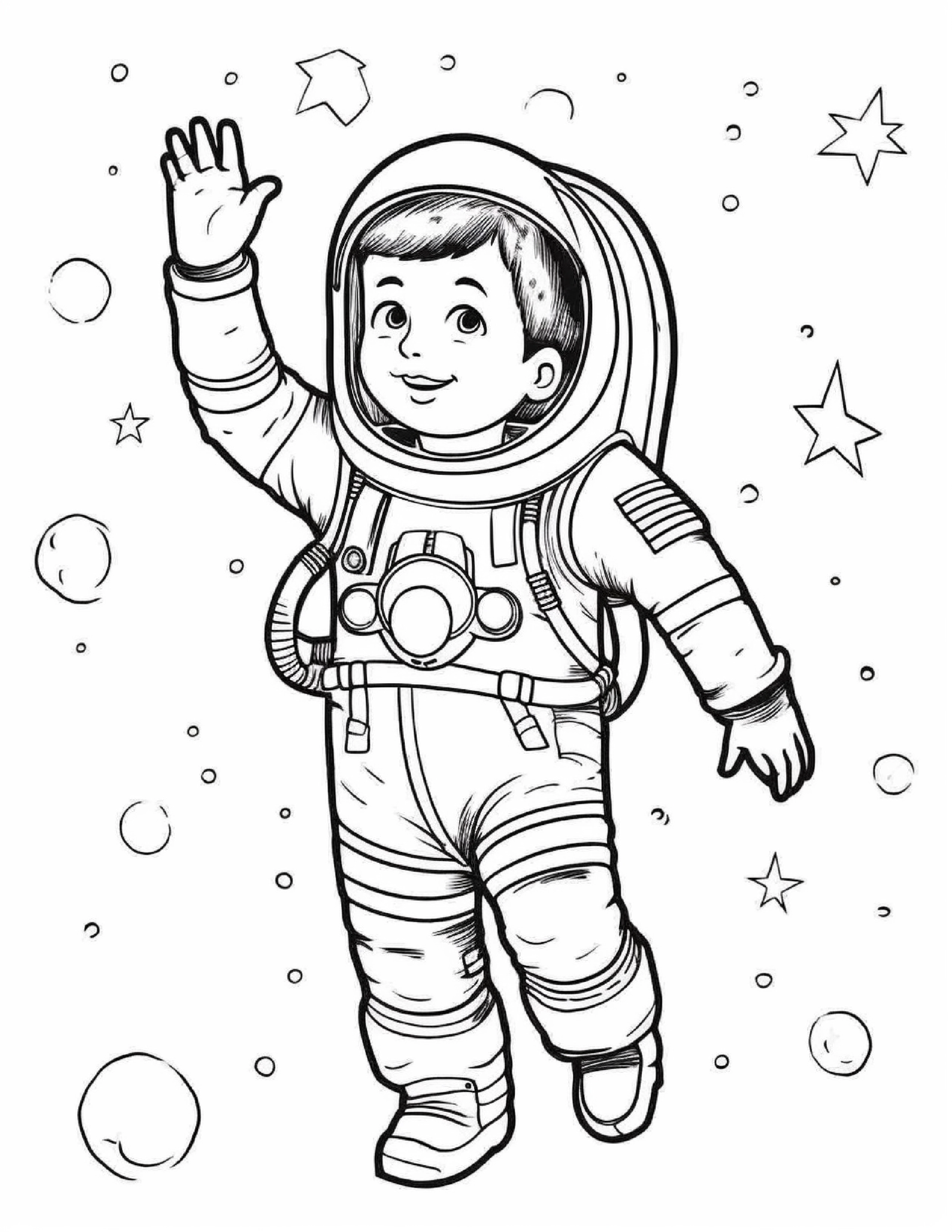 Astronautas para colorir – Viagem espacial para imprimir grátis