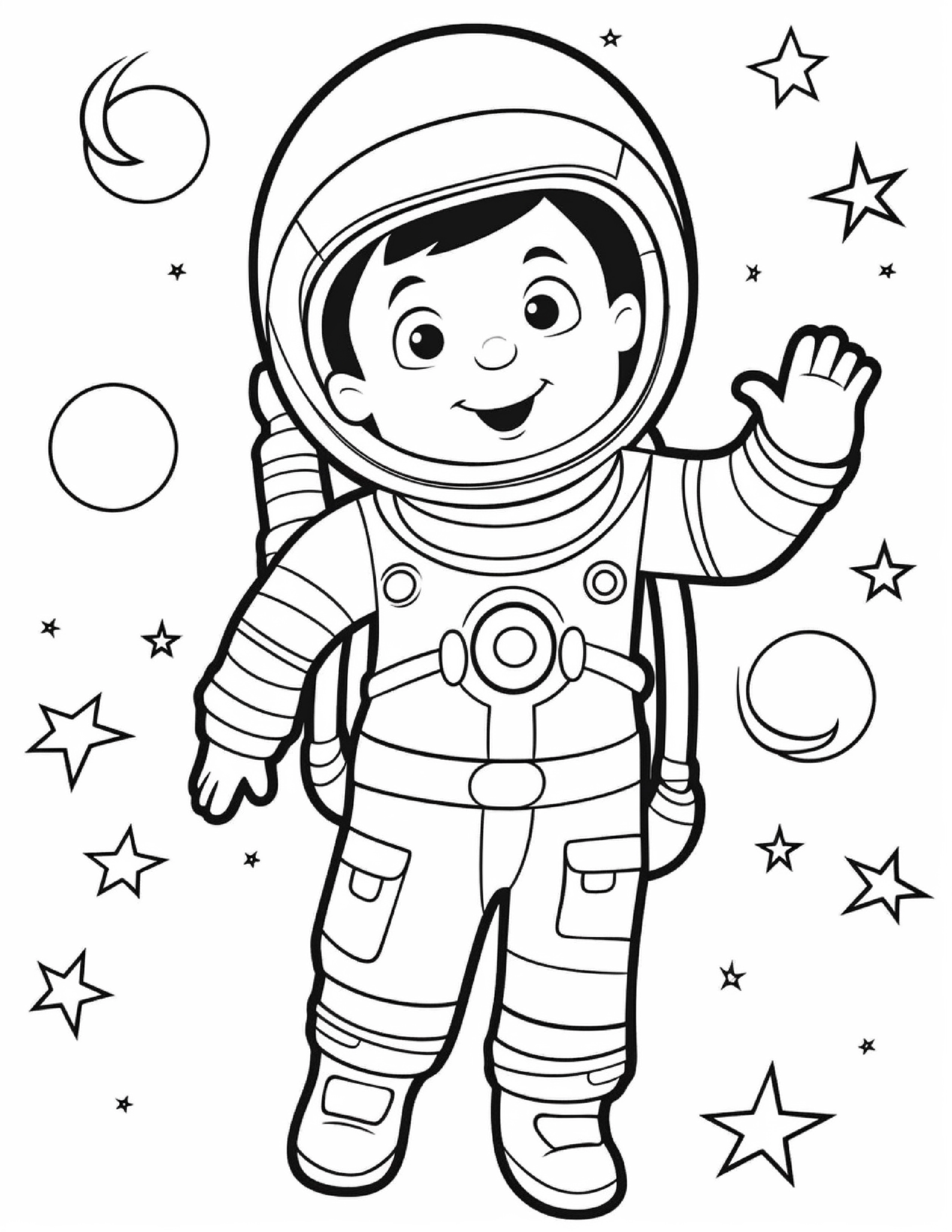 Astronautas para colorir – Viagem espacial para imprimir grátis