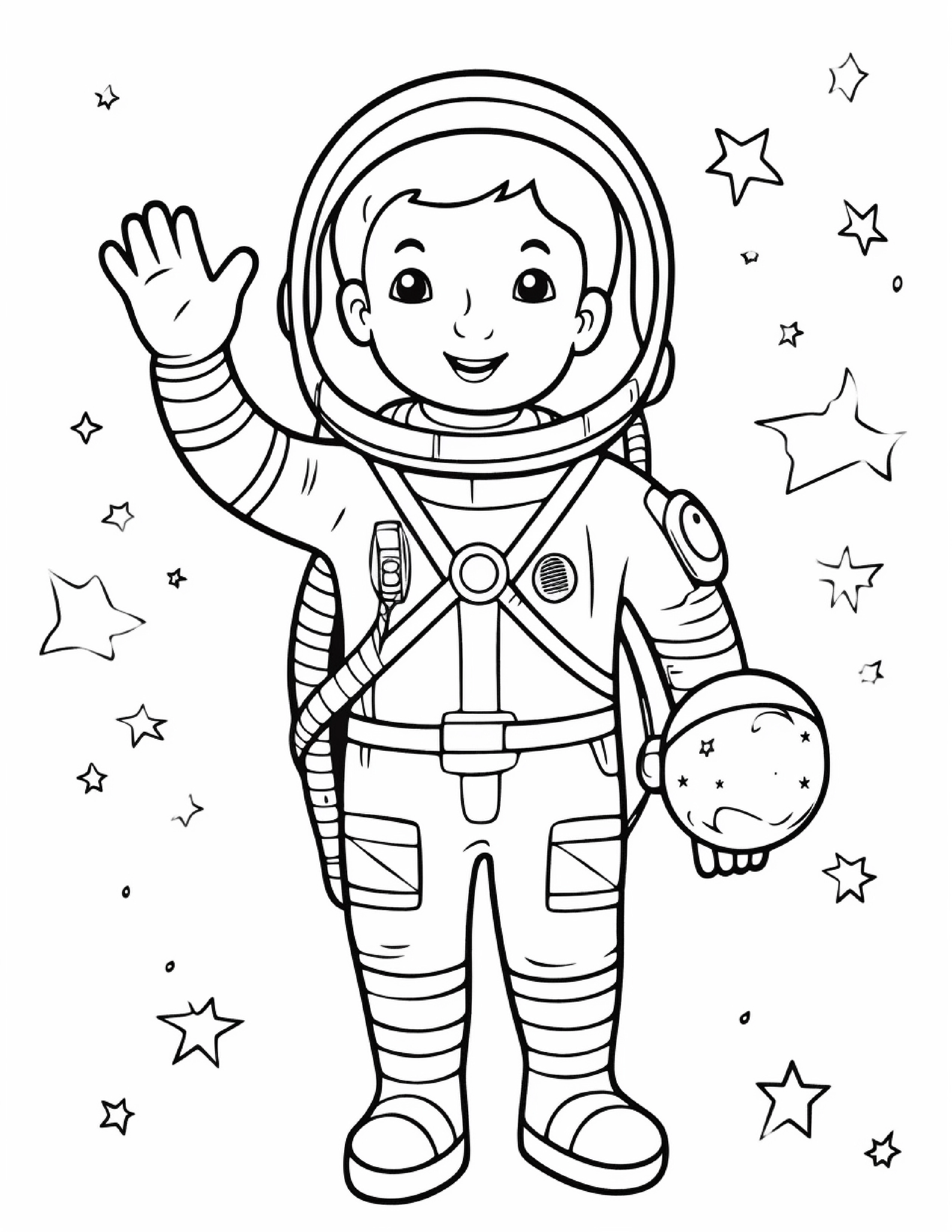 Astronautas para colorir – Viagem espacial para imprimir grátis