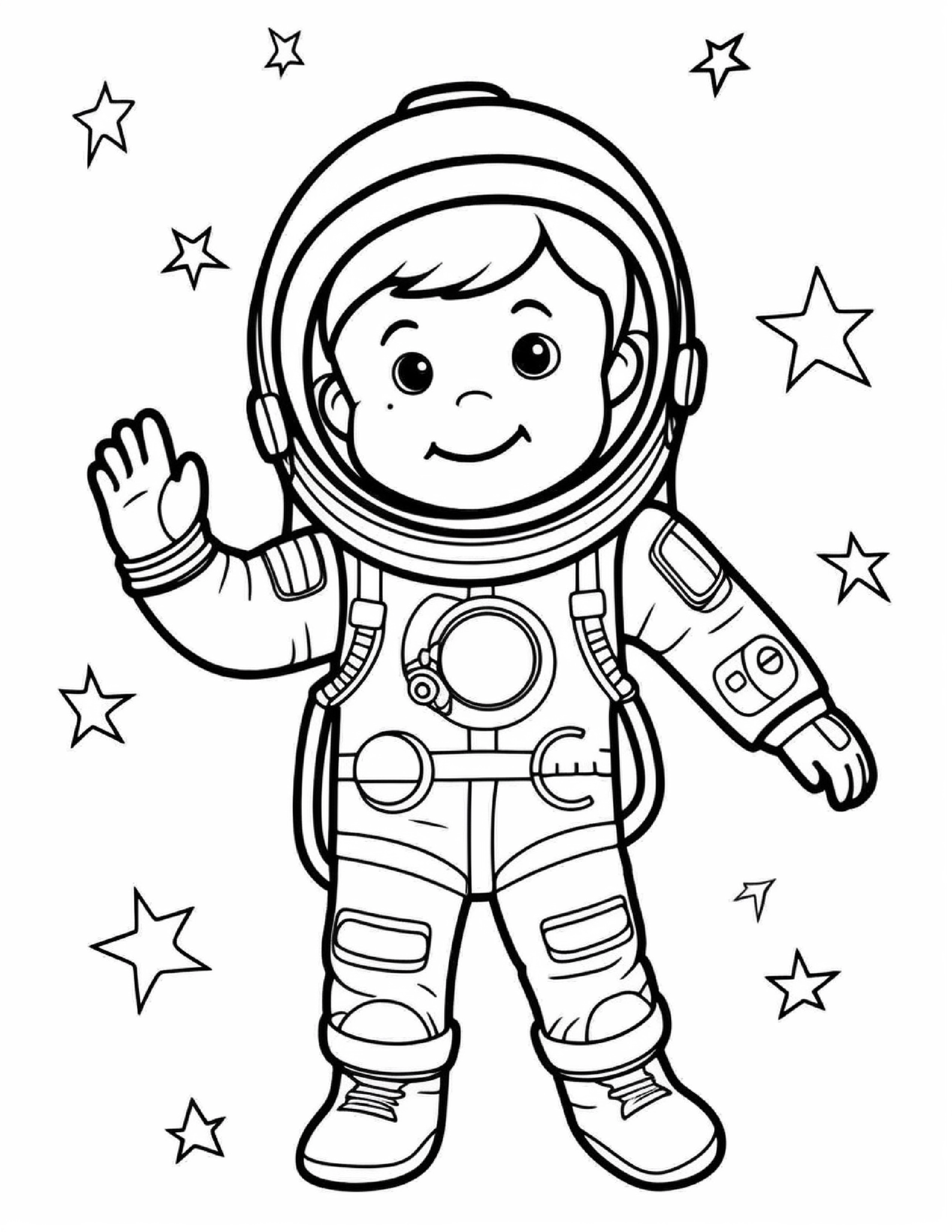 Astronautas para colorir – Viagem espacial para imprimir grátis
