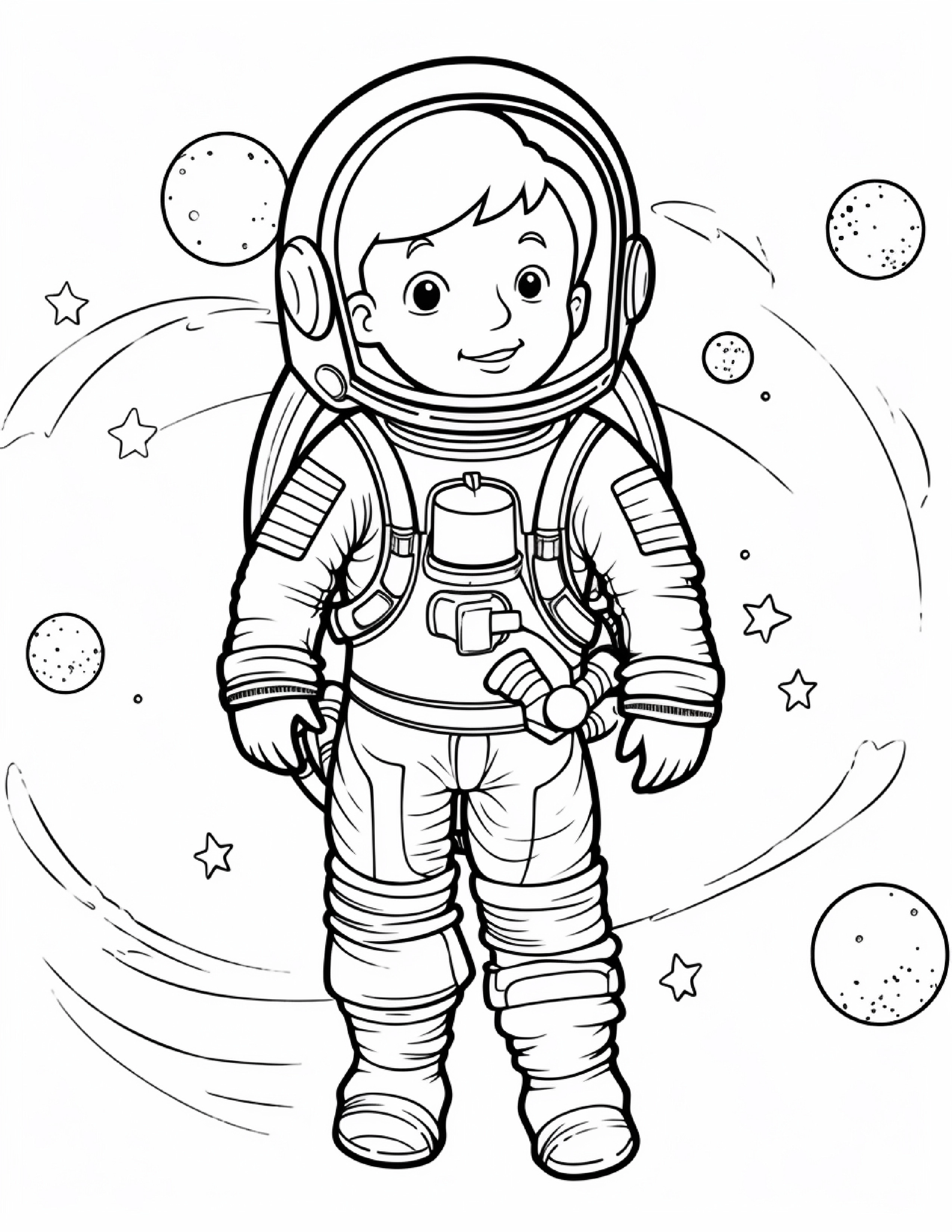 Astronautas para colorir – Viagem espacial para imprimir grátis
