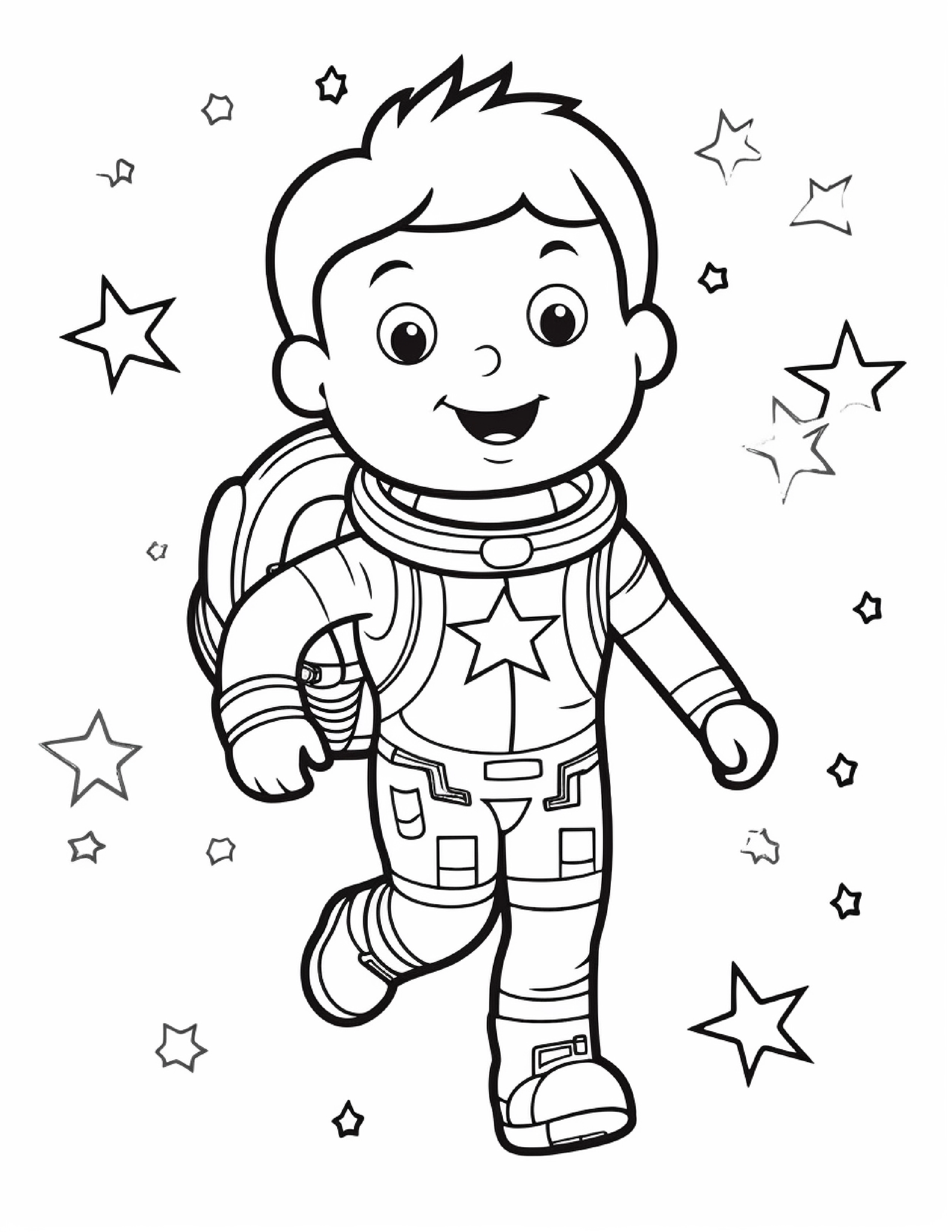 Astronautas para colorir – Viagem espacial para imprimir grátis