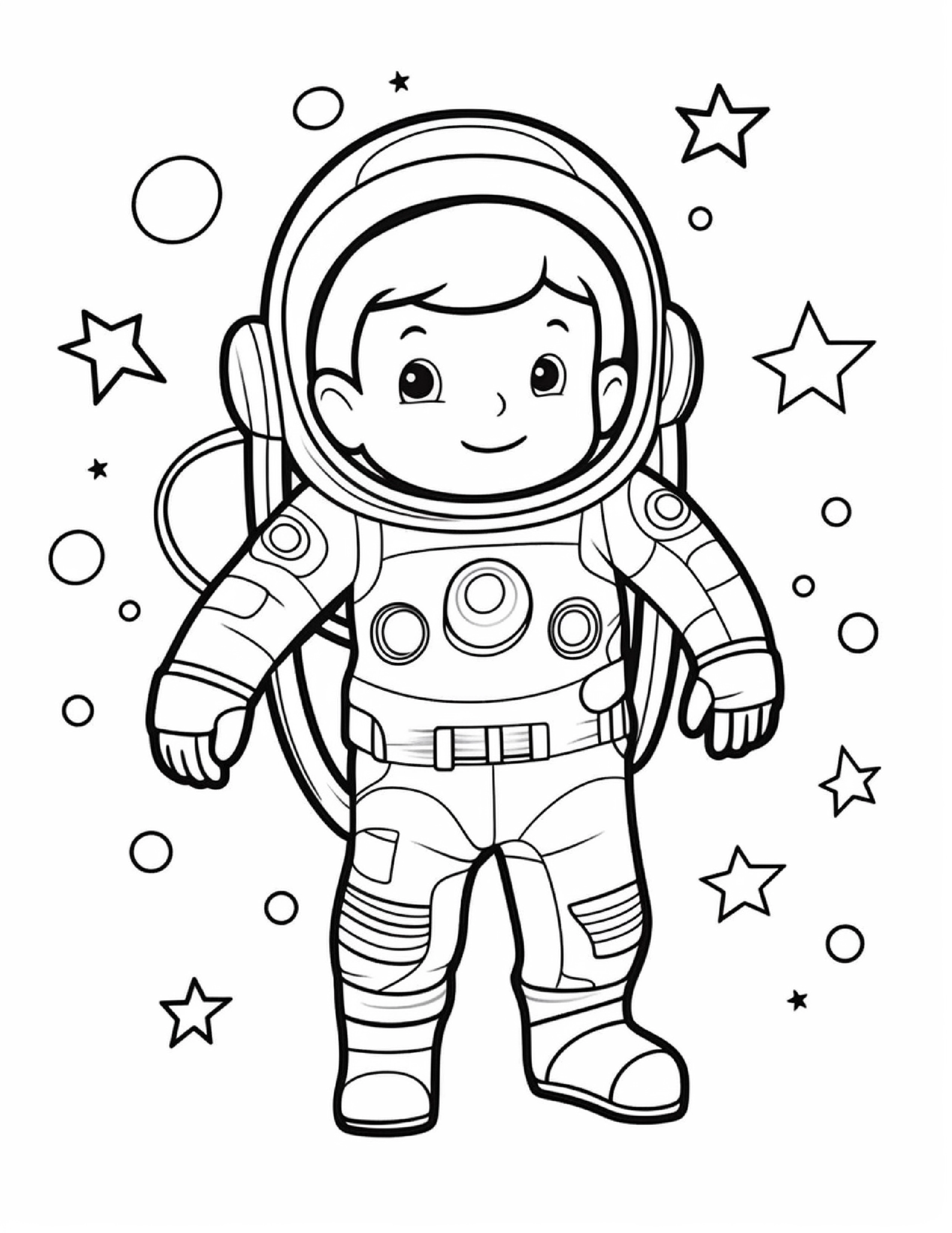 Astronautas para colorir – Viagem espacial para imprimir grátis