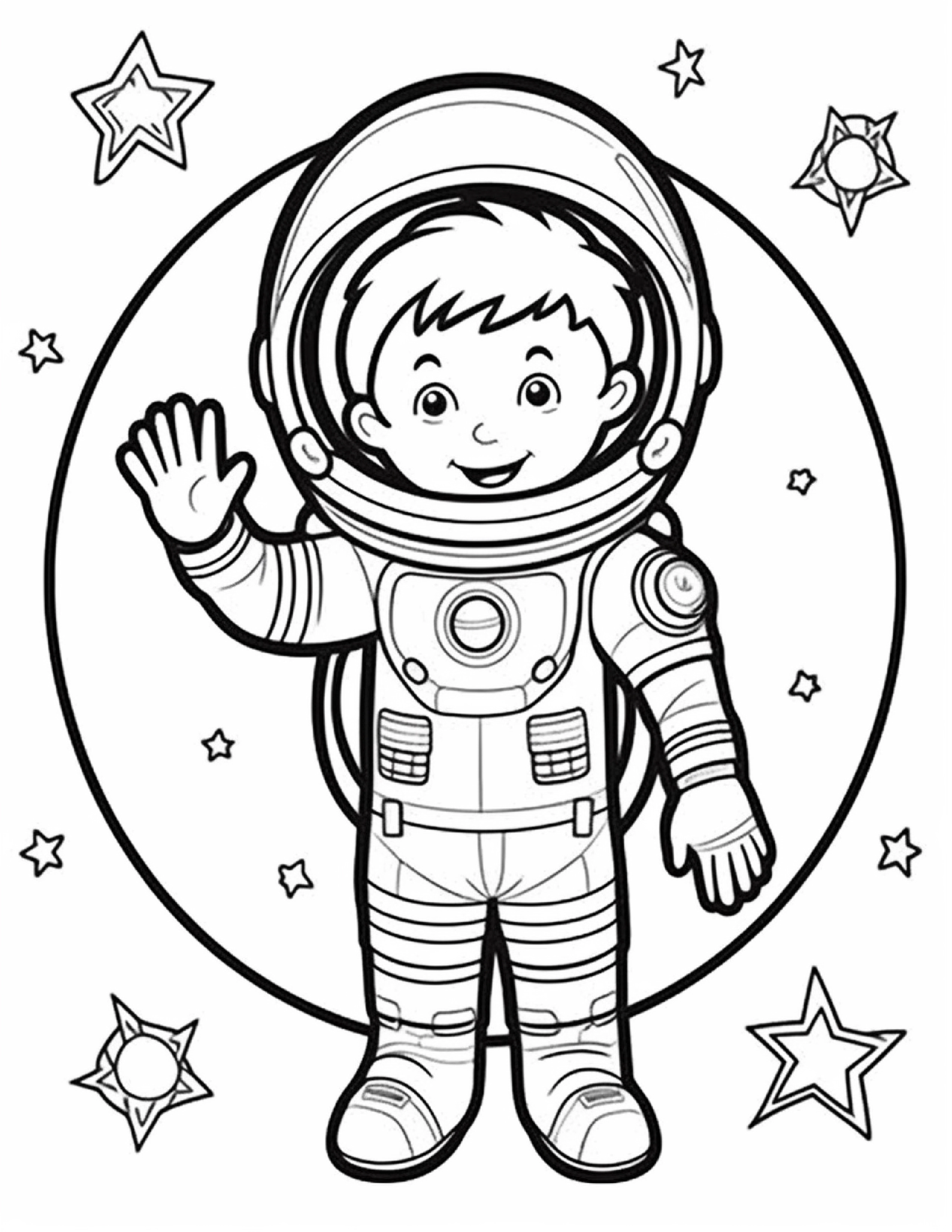 Astronautas para colorir – Viagem espacial para imprimir grátis