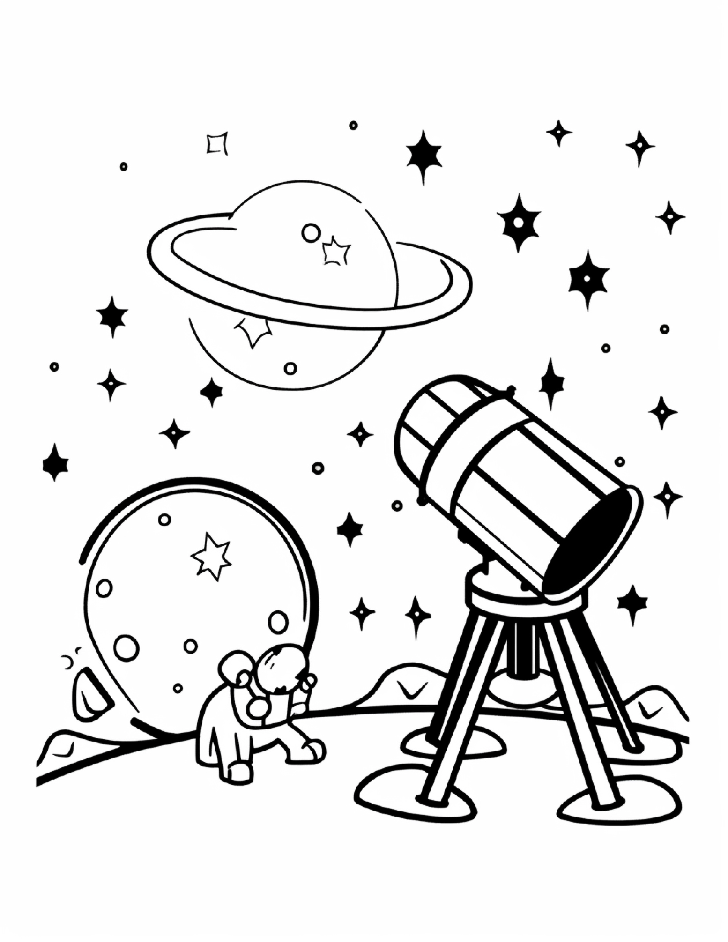 Astronautas para colorir – Viagem espacial para imprimir grátis