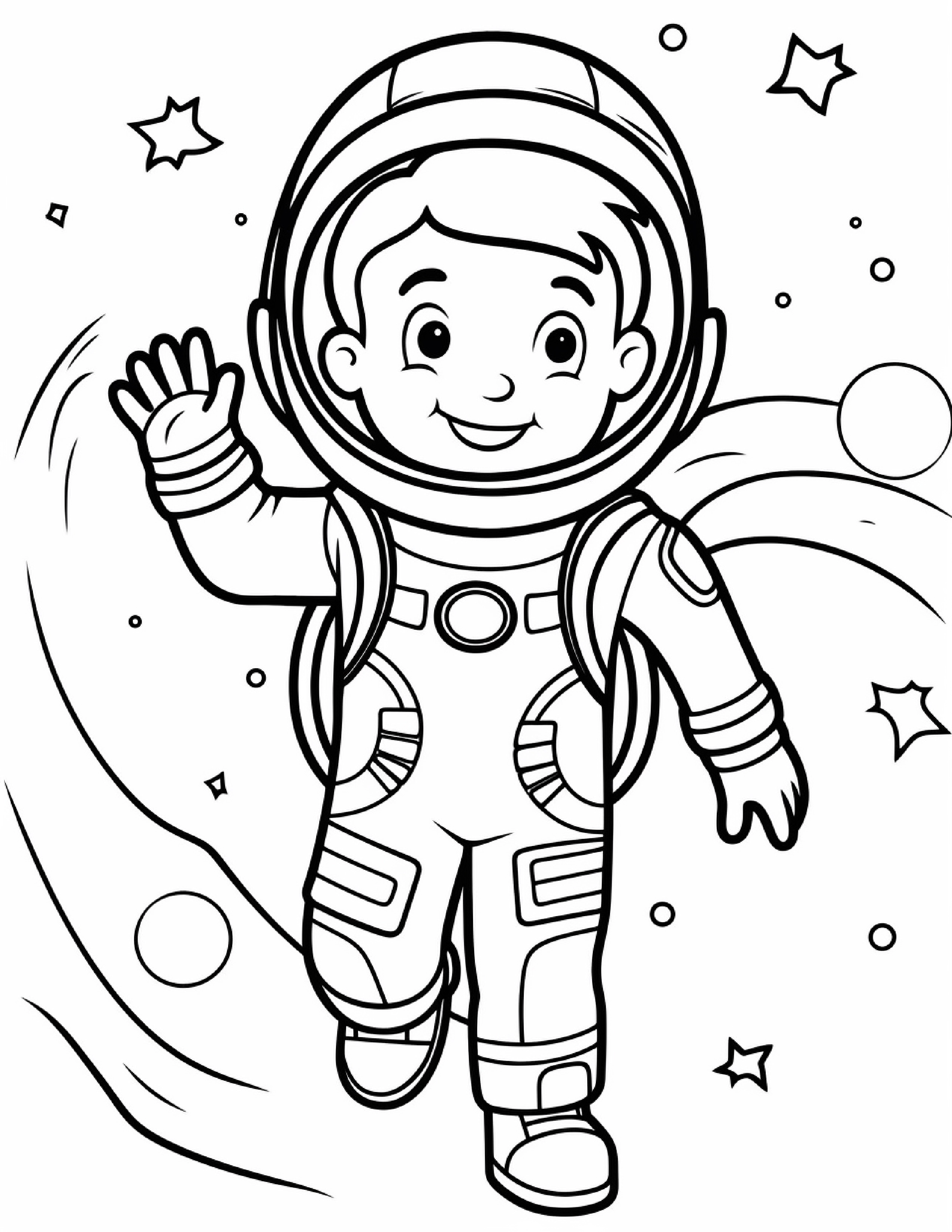 Astronautas para colorir – Viagem espacial para imprimir grátis