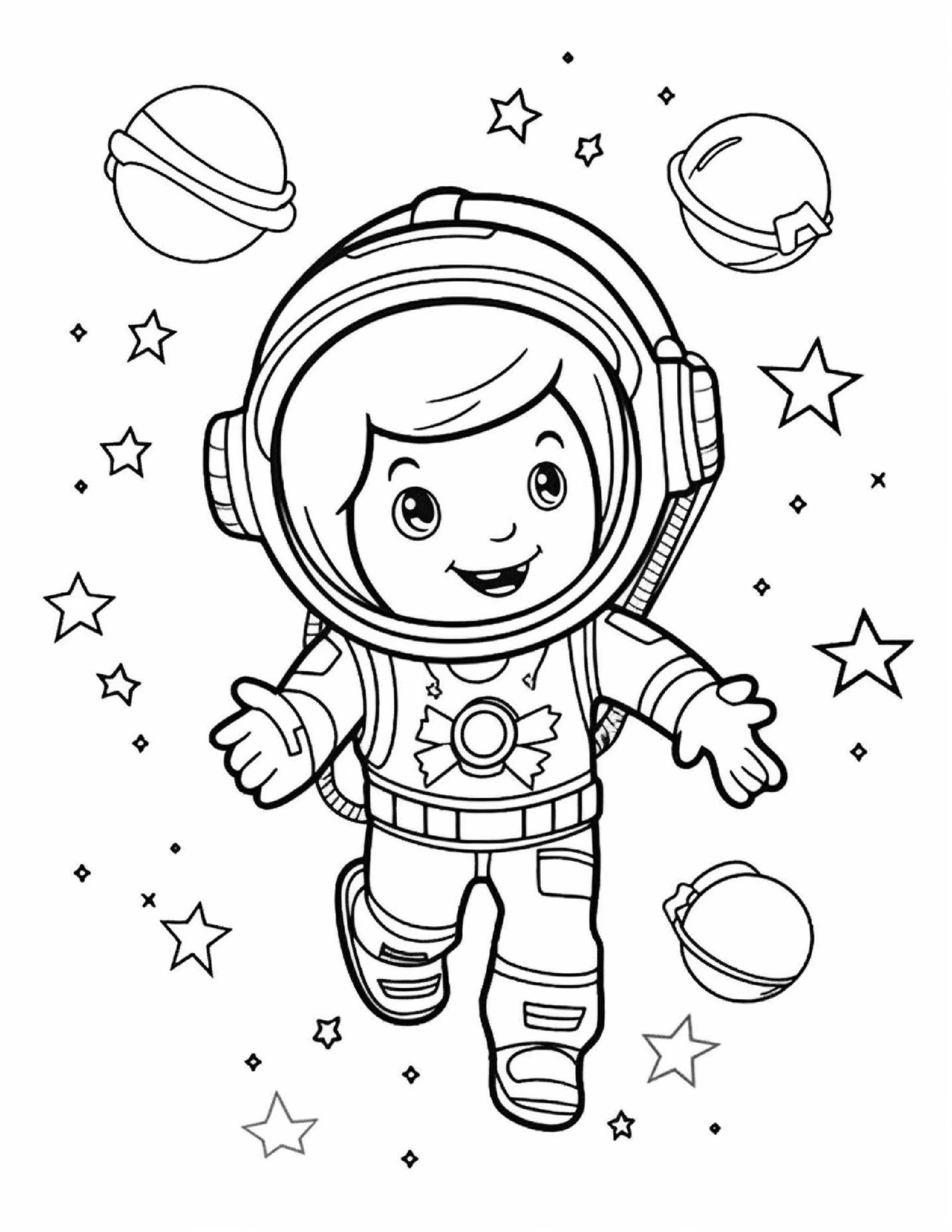 Astronautas para colorir – Viagem espacial para imprimir grátis