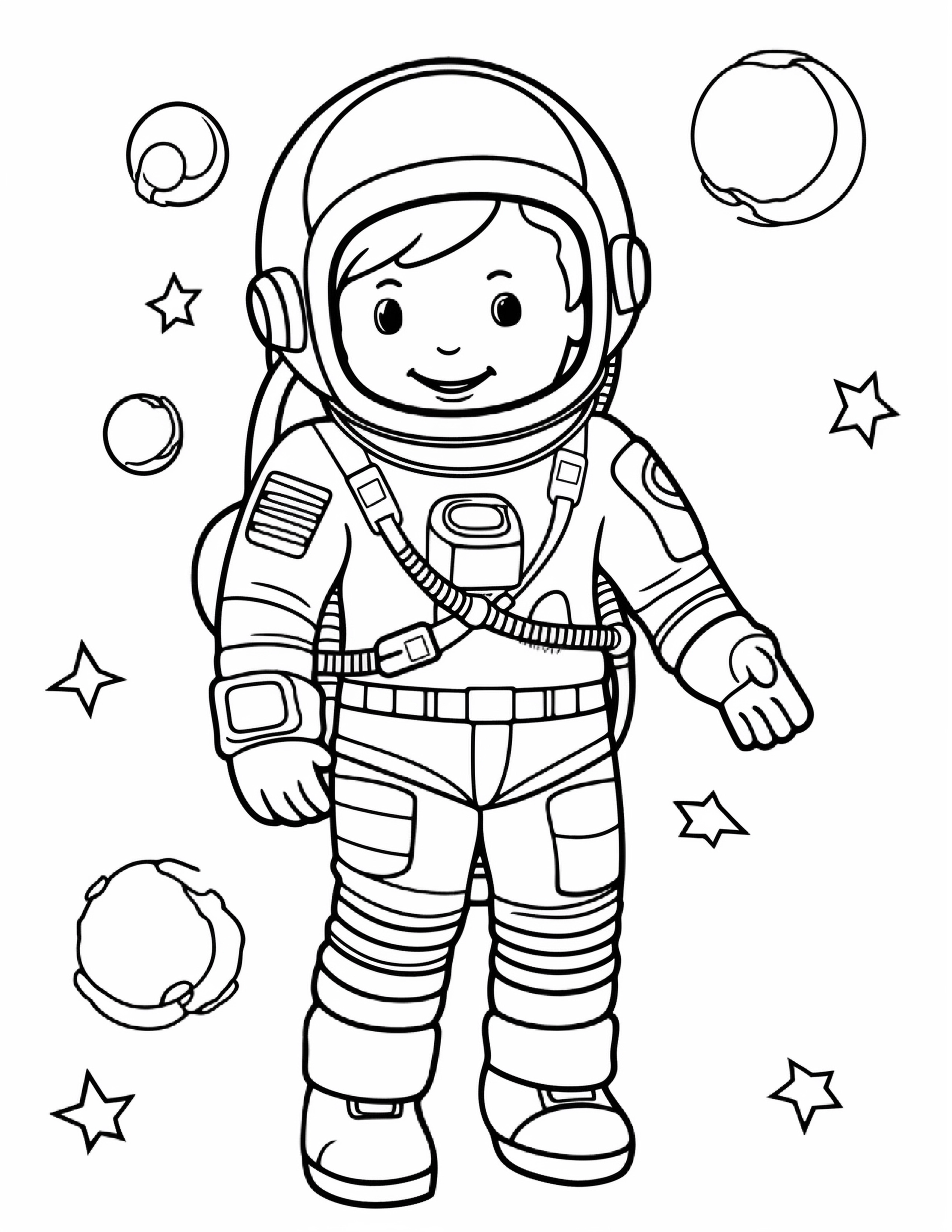 Astronautas para colorir – Viagem espacial para imprimir grátis