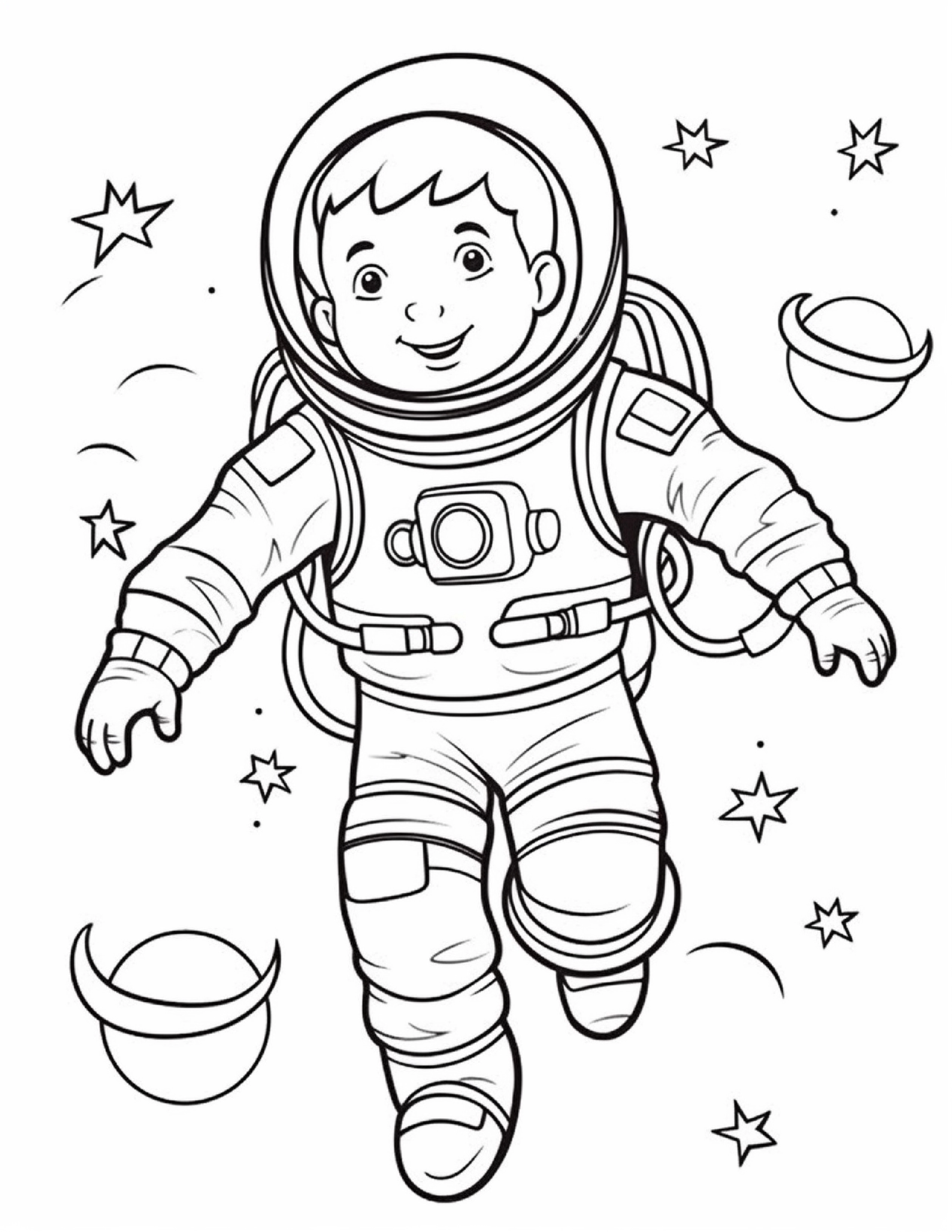 Astronautas para colorir – Viagem espacial para imprimir grátis