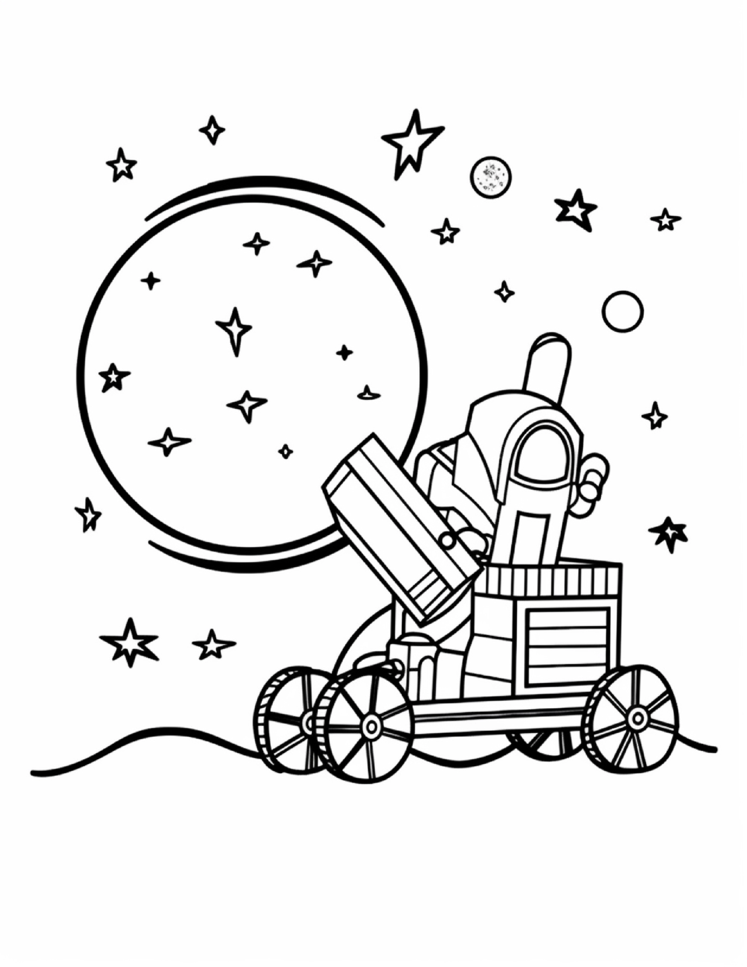 Astronautas para colorir – Viagem espacial para imprimir grátis