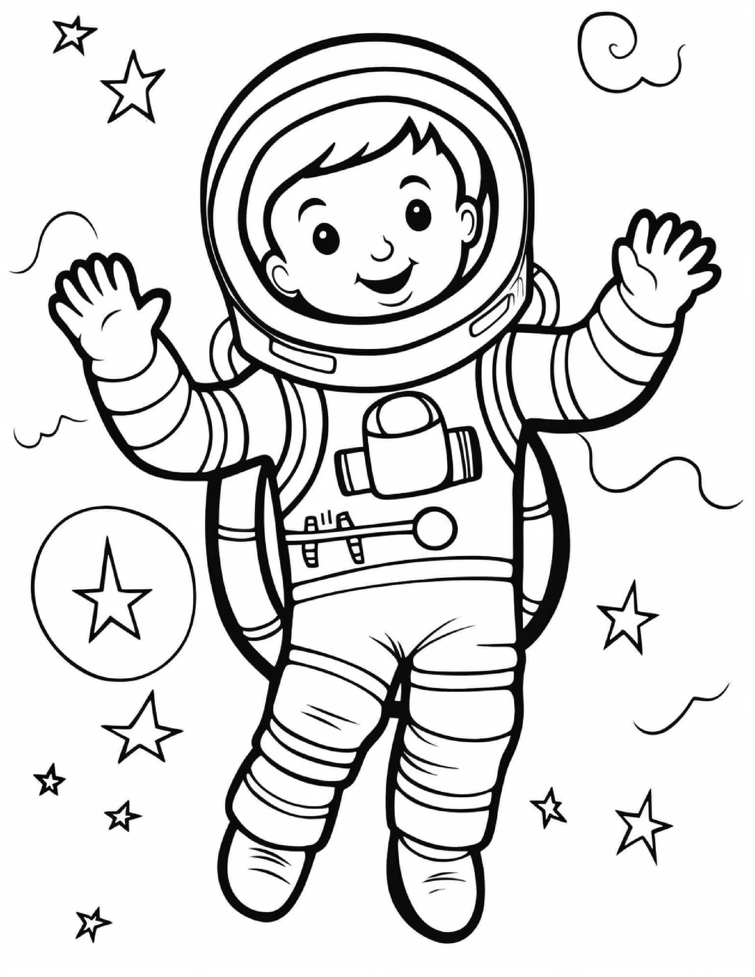 Astronautas para colorir – Viagem espacial para imprimir grátis