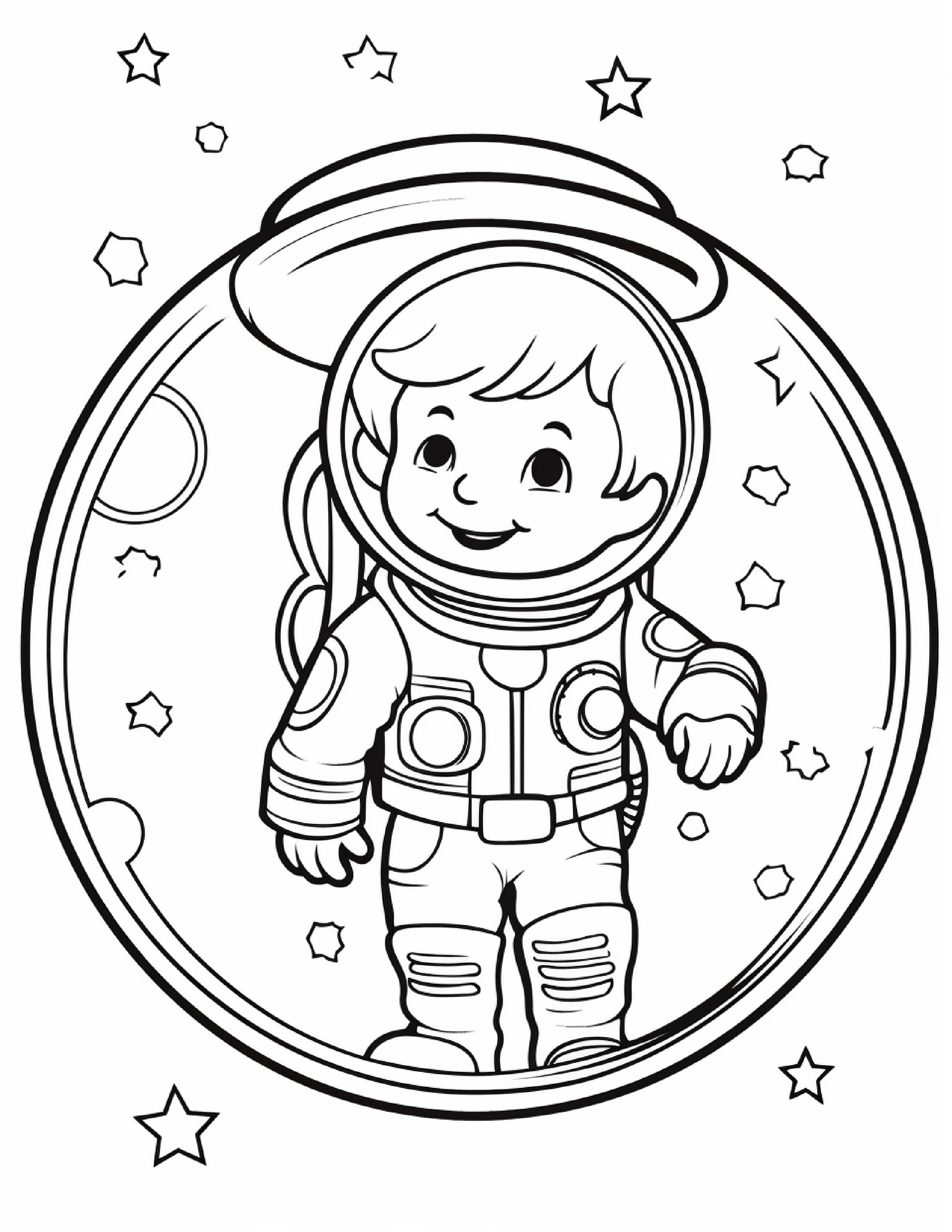 Astronautas para colorir – Viagem espacial para imprimir grátis