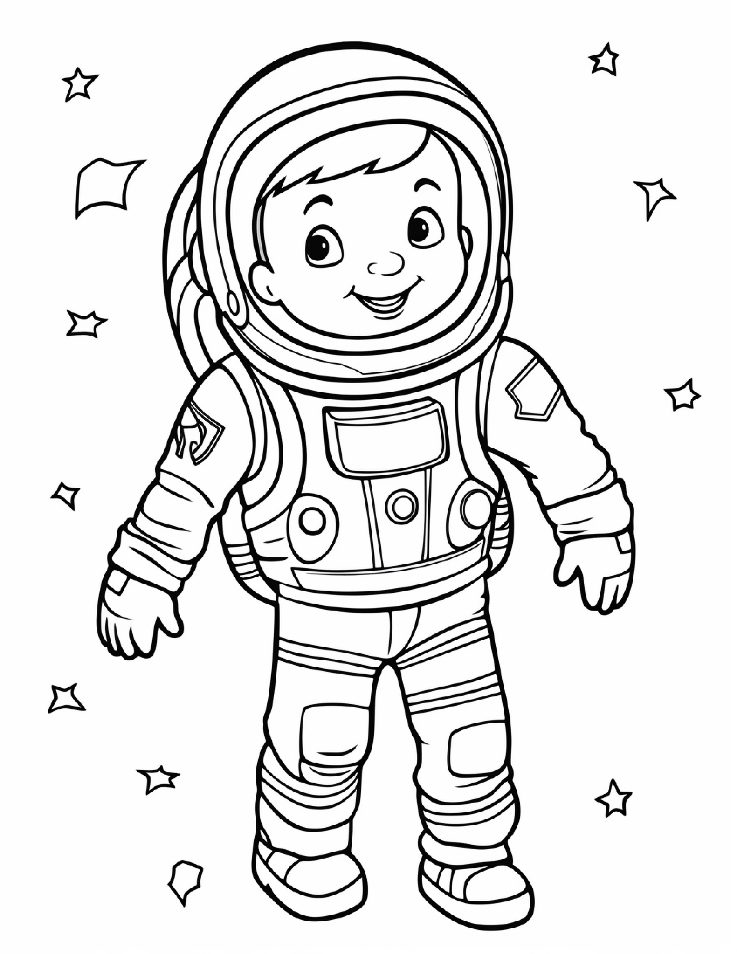 Astronautas para colorir – Viagem espacial para imprimir grátis