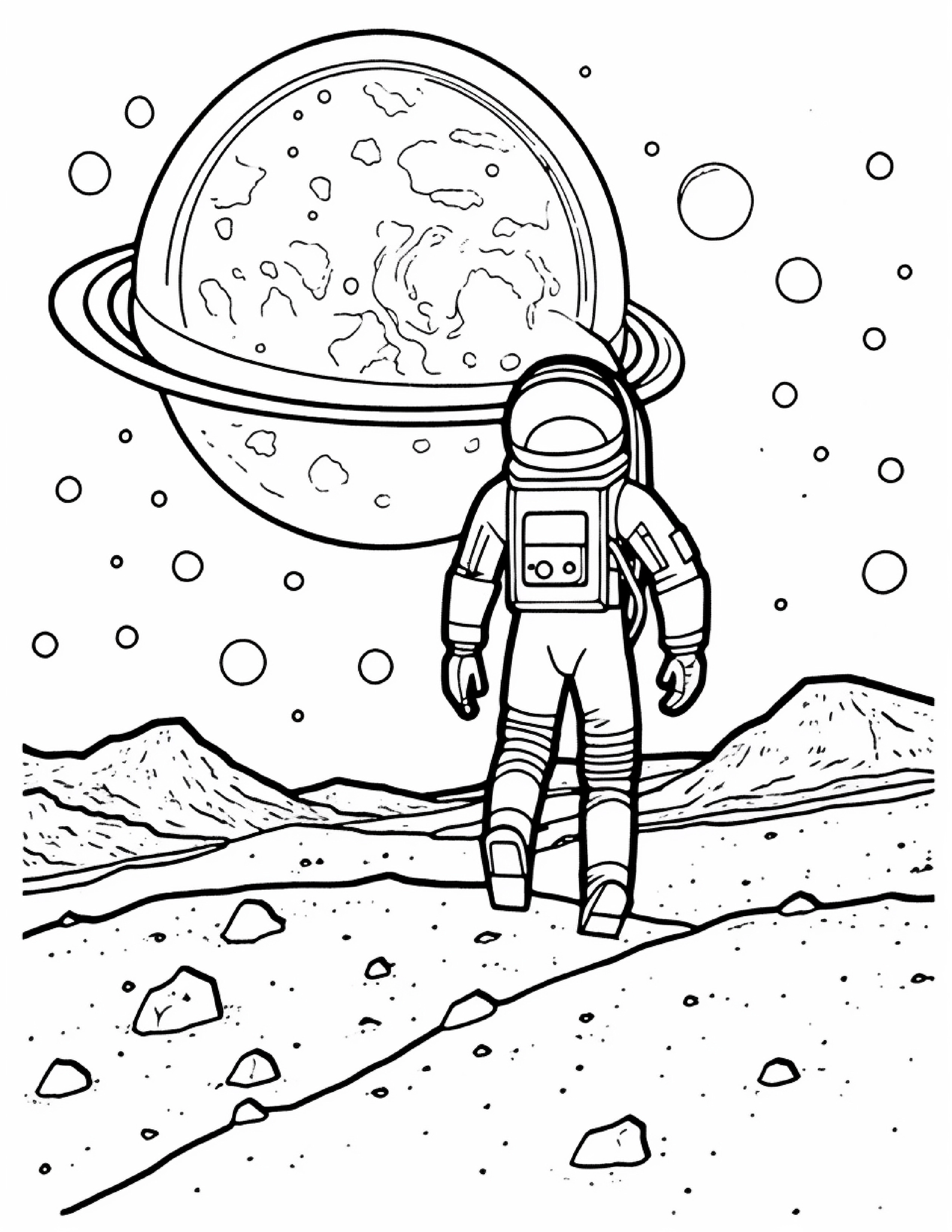 Astronautas para colorir – Viagem espacial para imprimir grátis