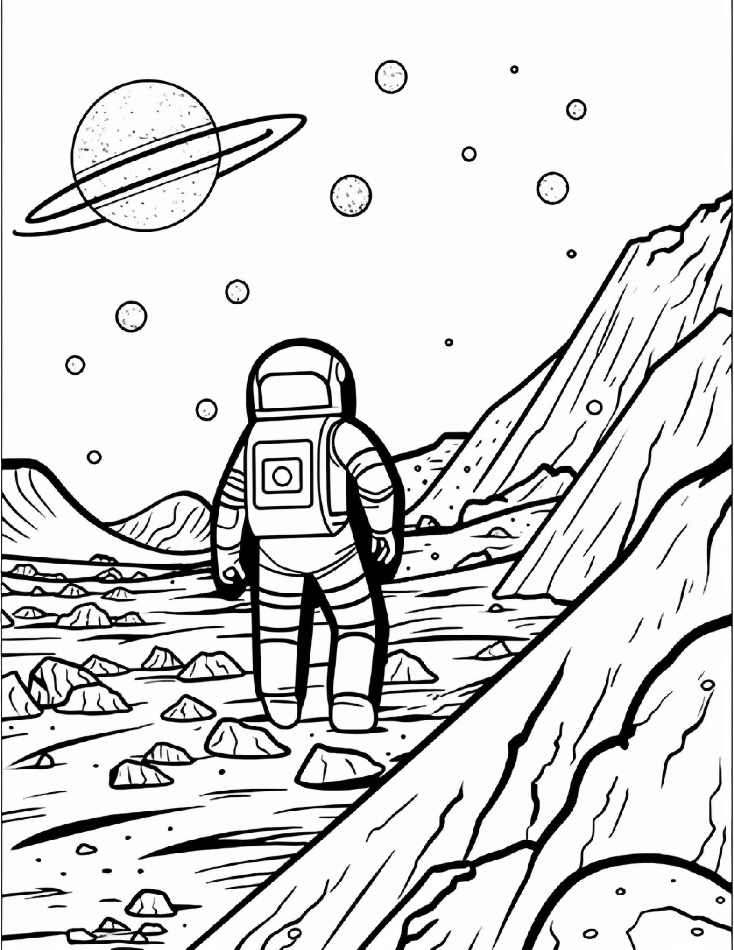 Astronautas para colorir – Viagem espacial para imprimir grátis