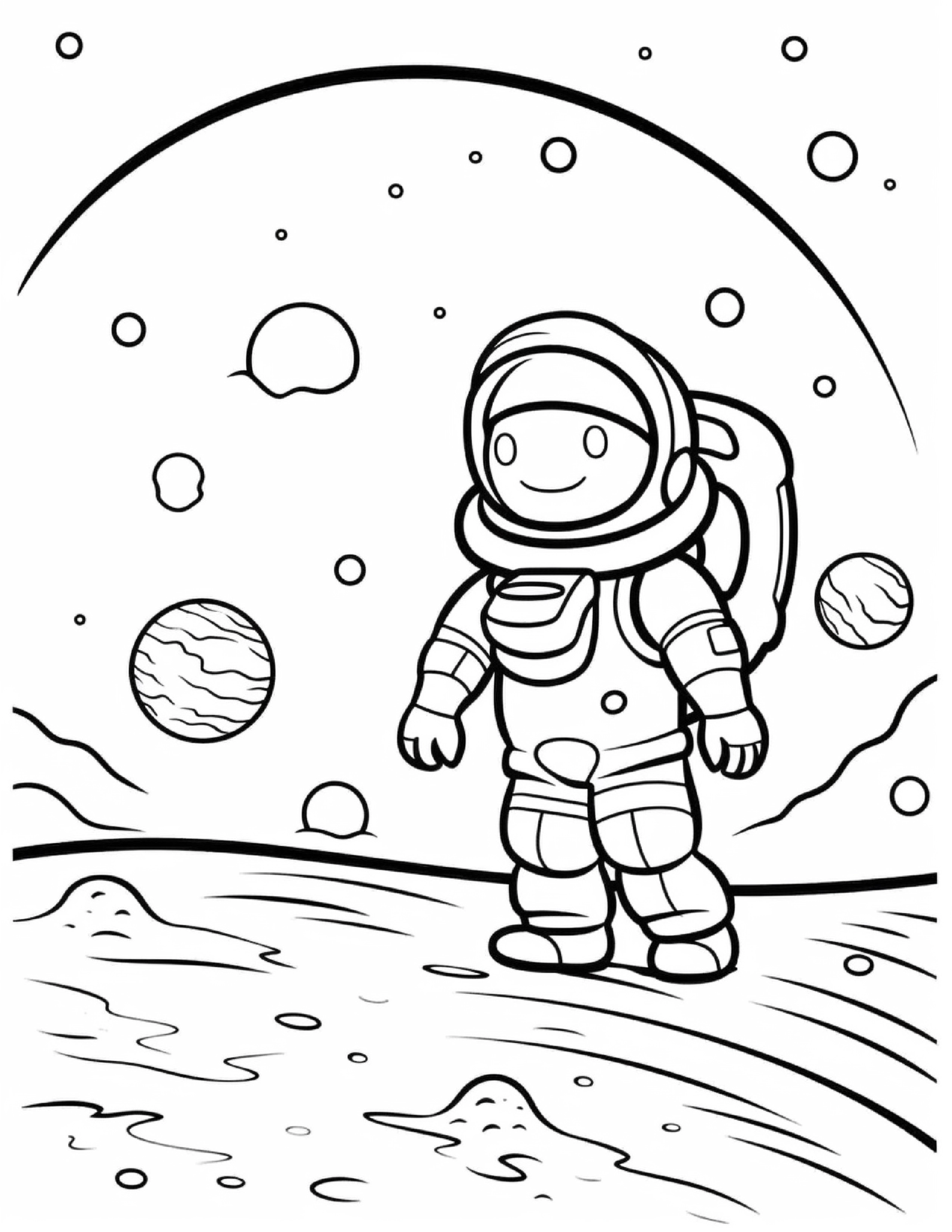 Astronautas para colorir – Viagem espacial para imprimir grátis