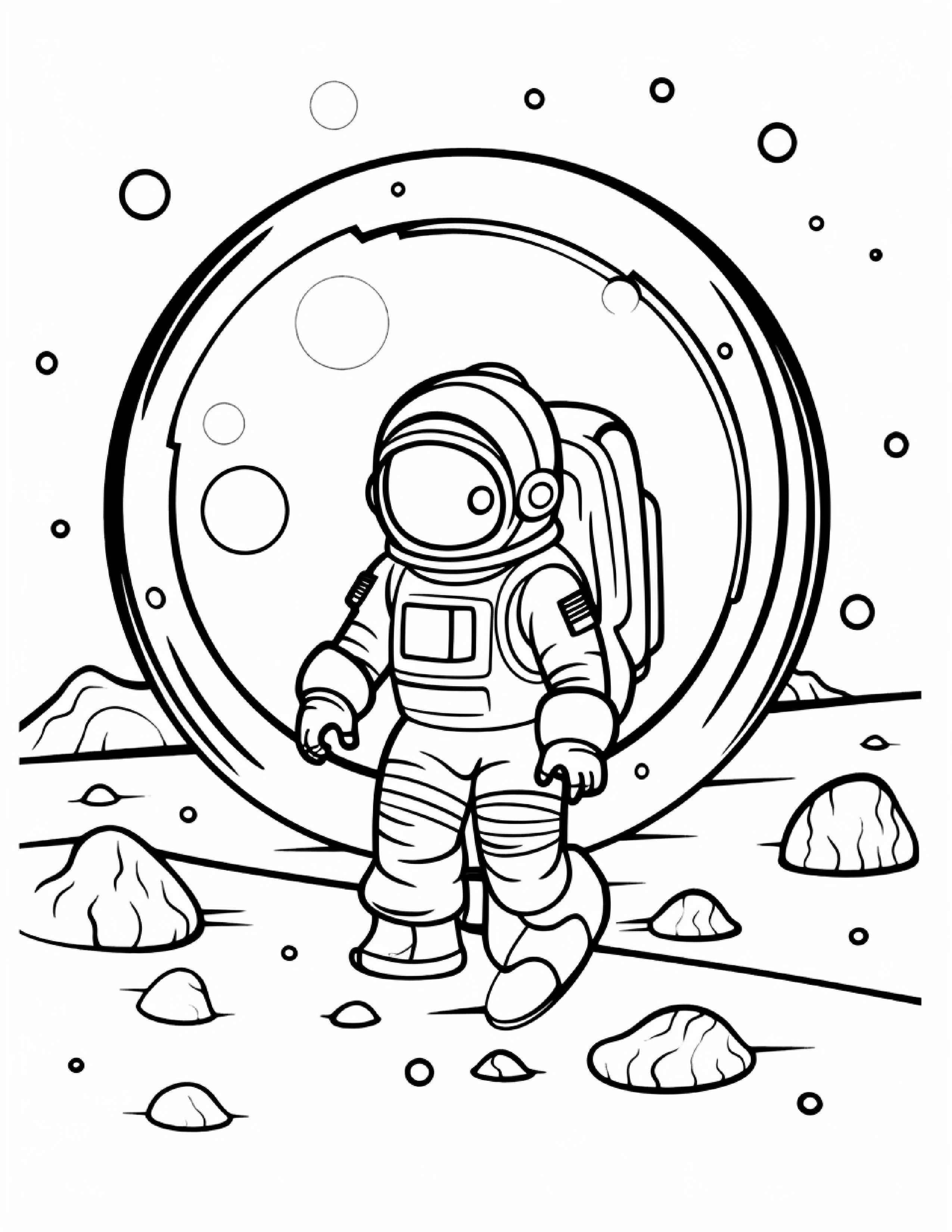 Astronautas para colorir – Viagem espacial para imprimir grátis