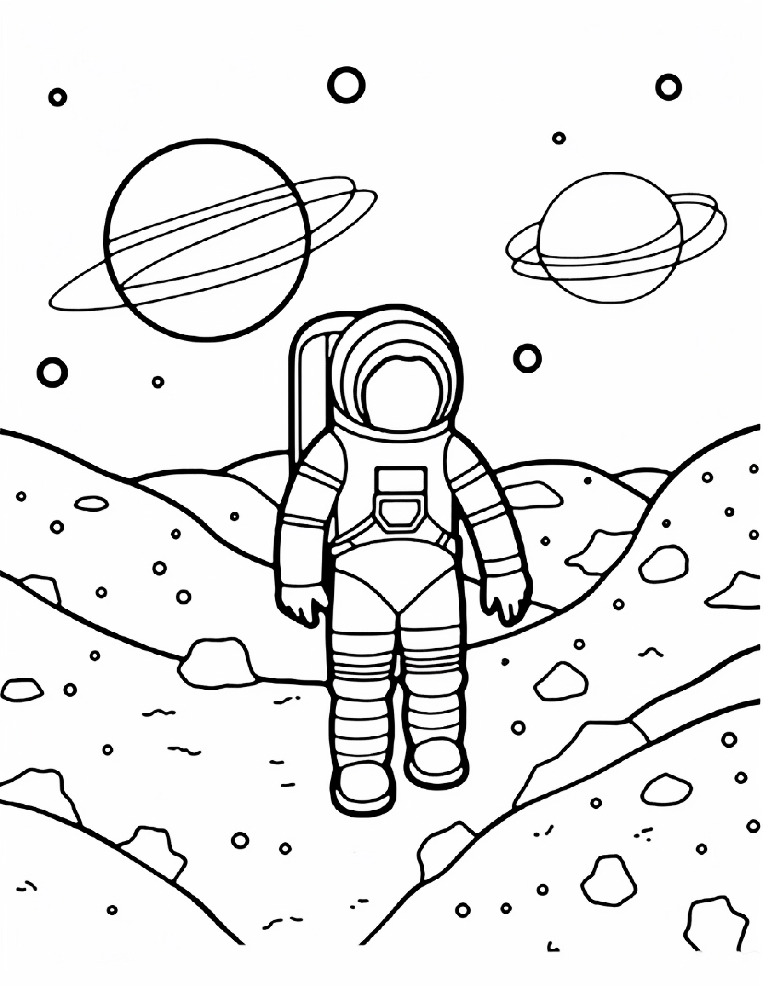 Astronautas para colorir – Viagem espacial para imprimir grátis