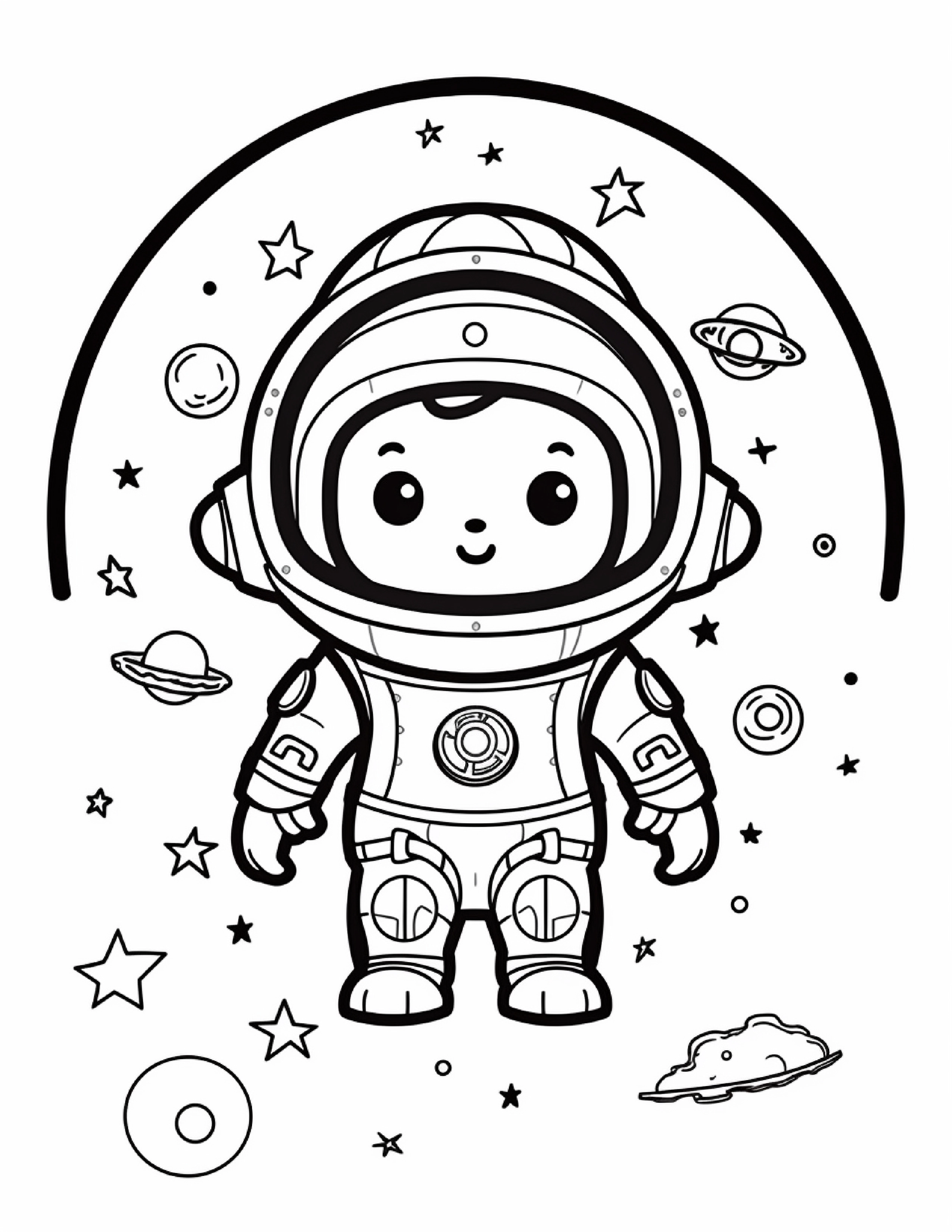 Astronautas para colorir – Viagem espacial para imprimir grátis