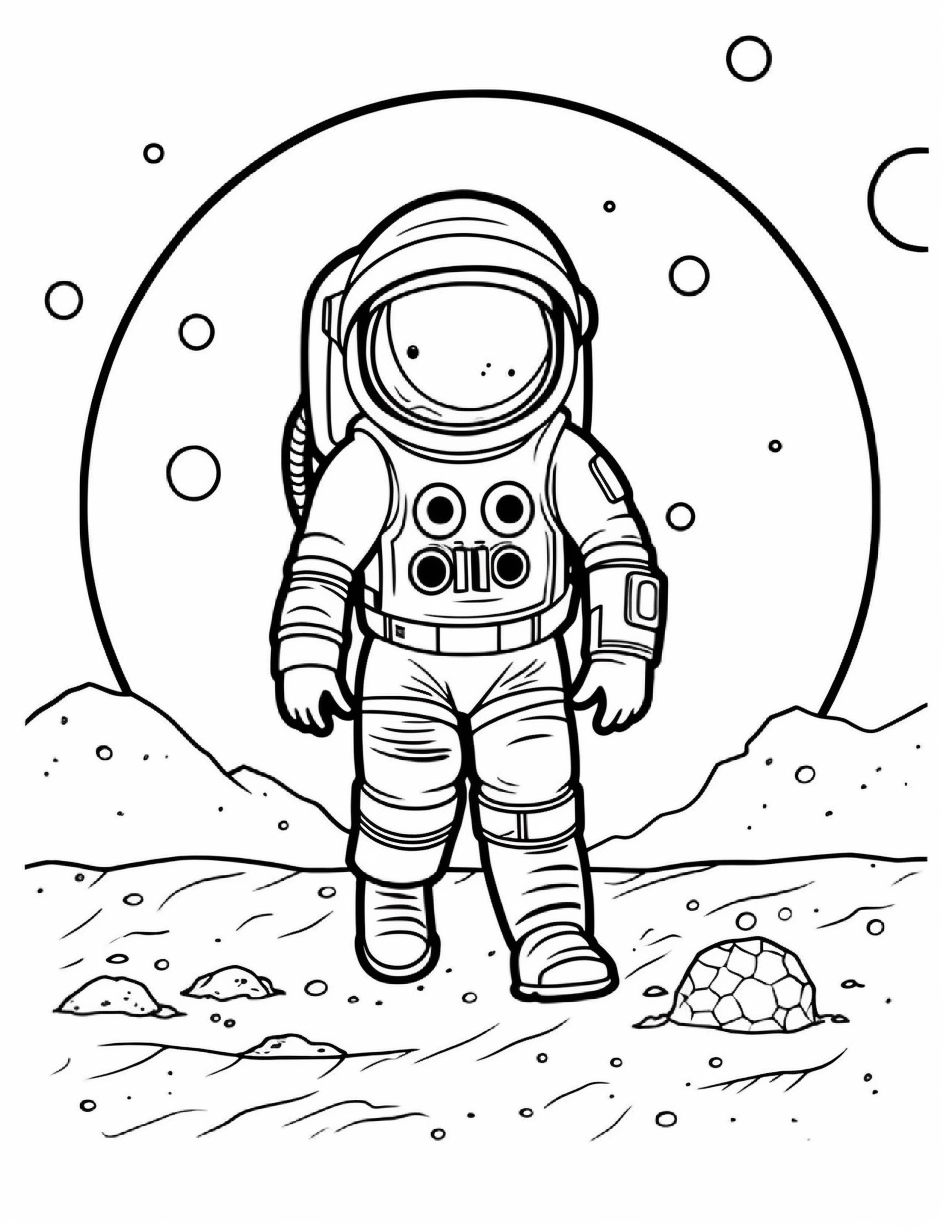 Astronautas para colorir – Viagem espacial para imprimir grátis