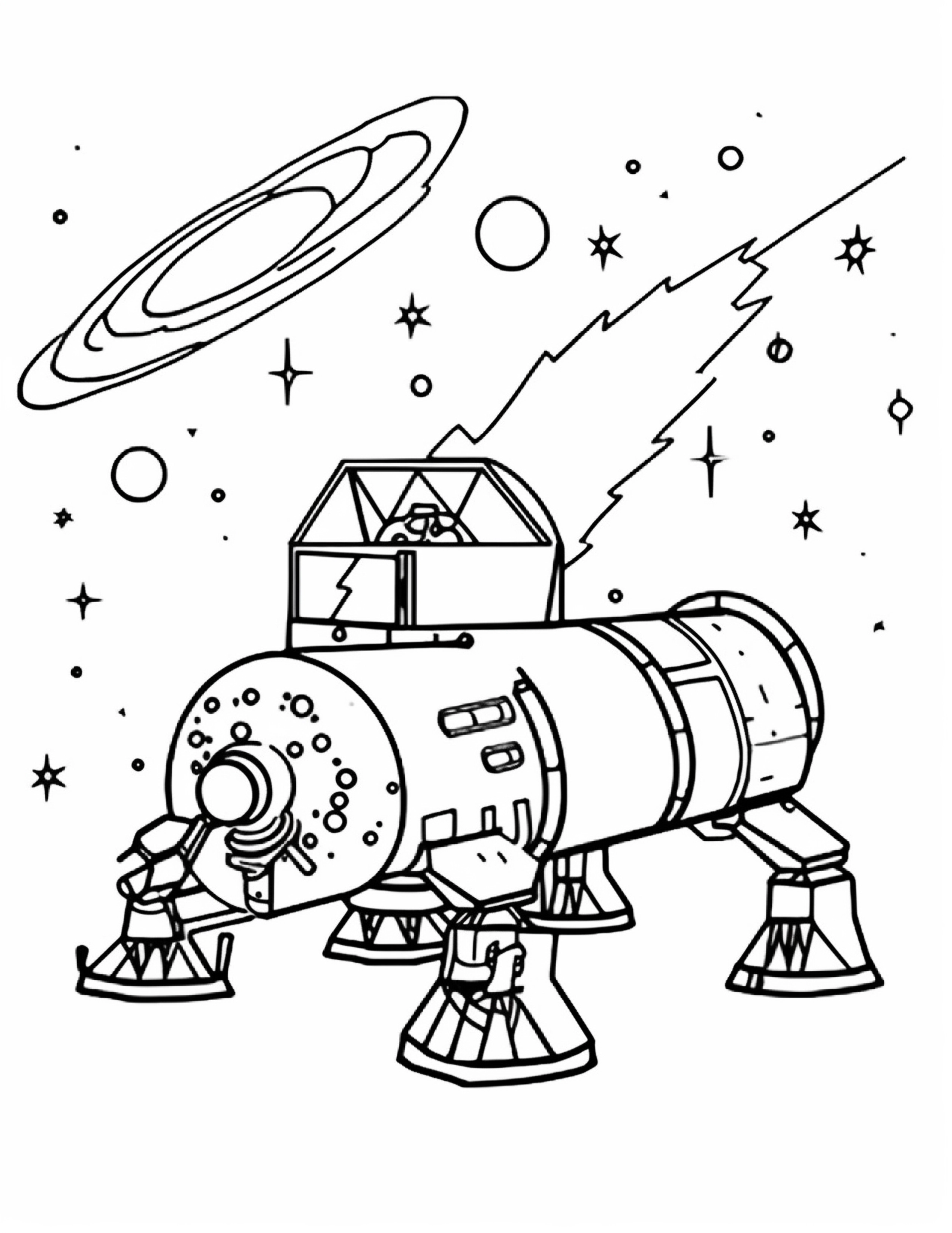 Astronautas para colorir – Viagem espacial para imprimir grátis