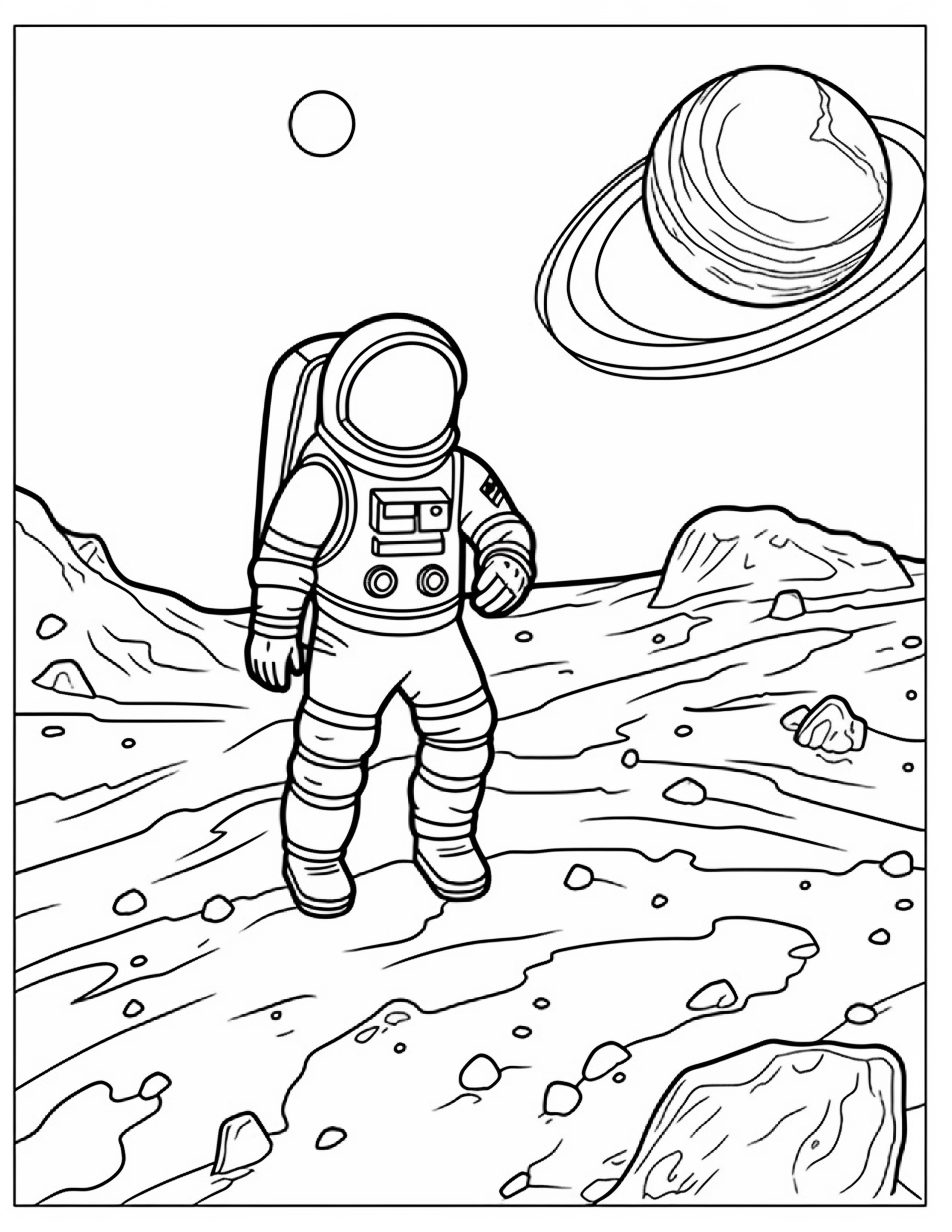 Astronautas para colorir – Viagem espacial para imprimir grátis