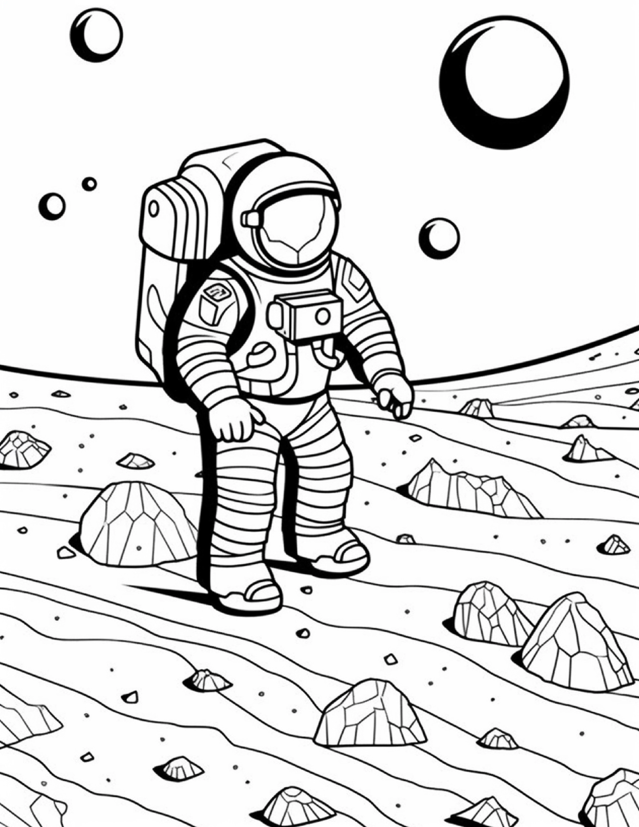 Astronautas para colorir – Viagem espacial para imprimir grátis