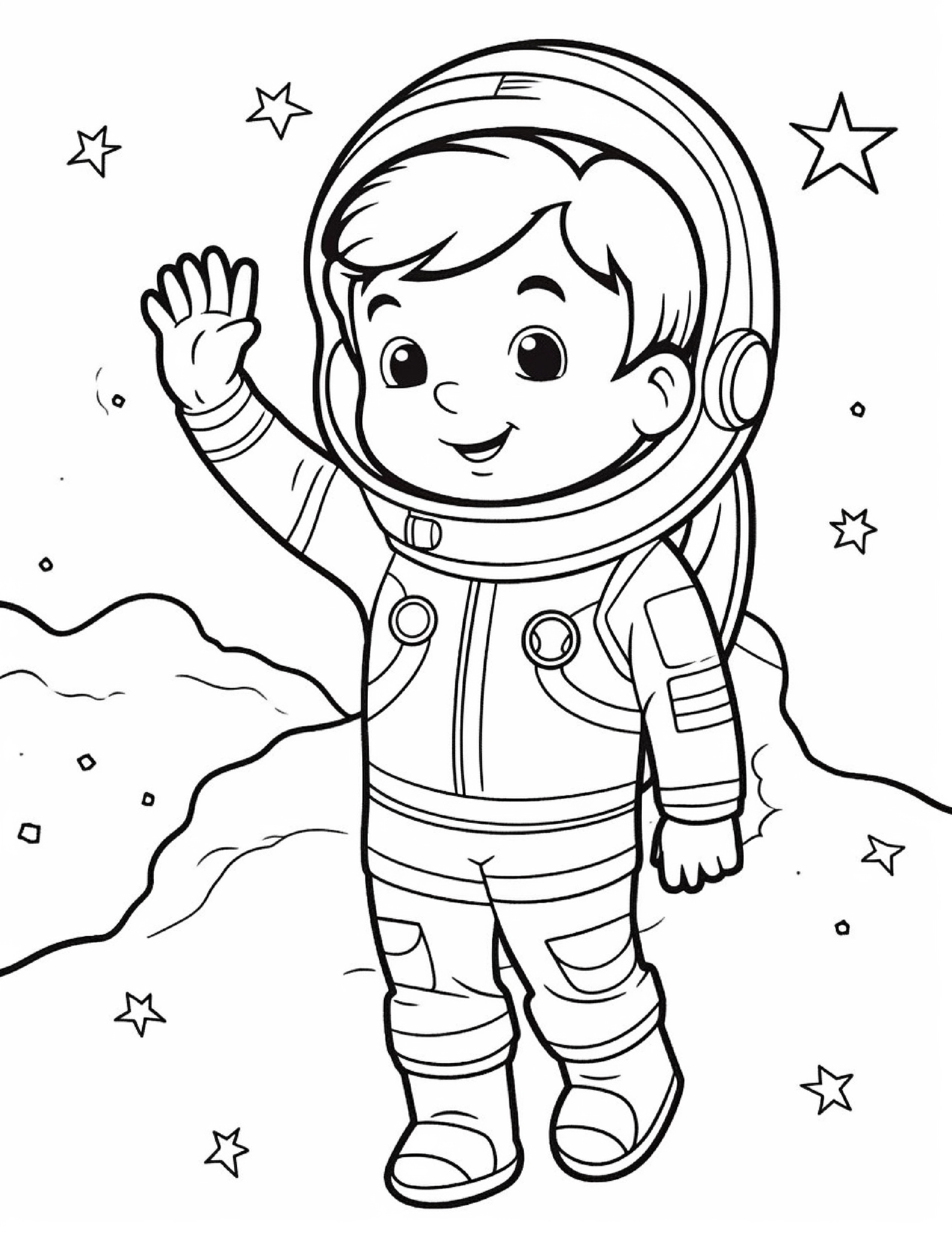 Astronautas para colorir – Viagem espacial para imprimir grátis