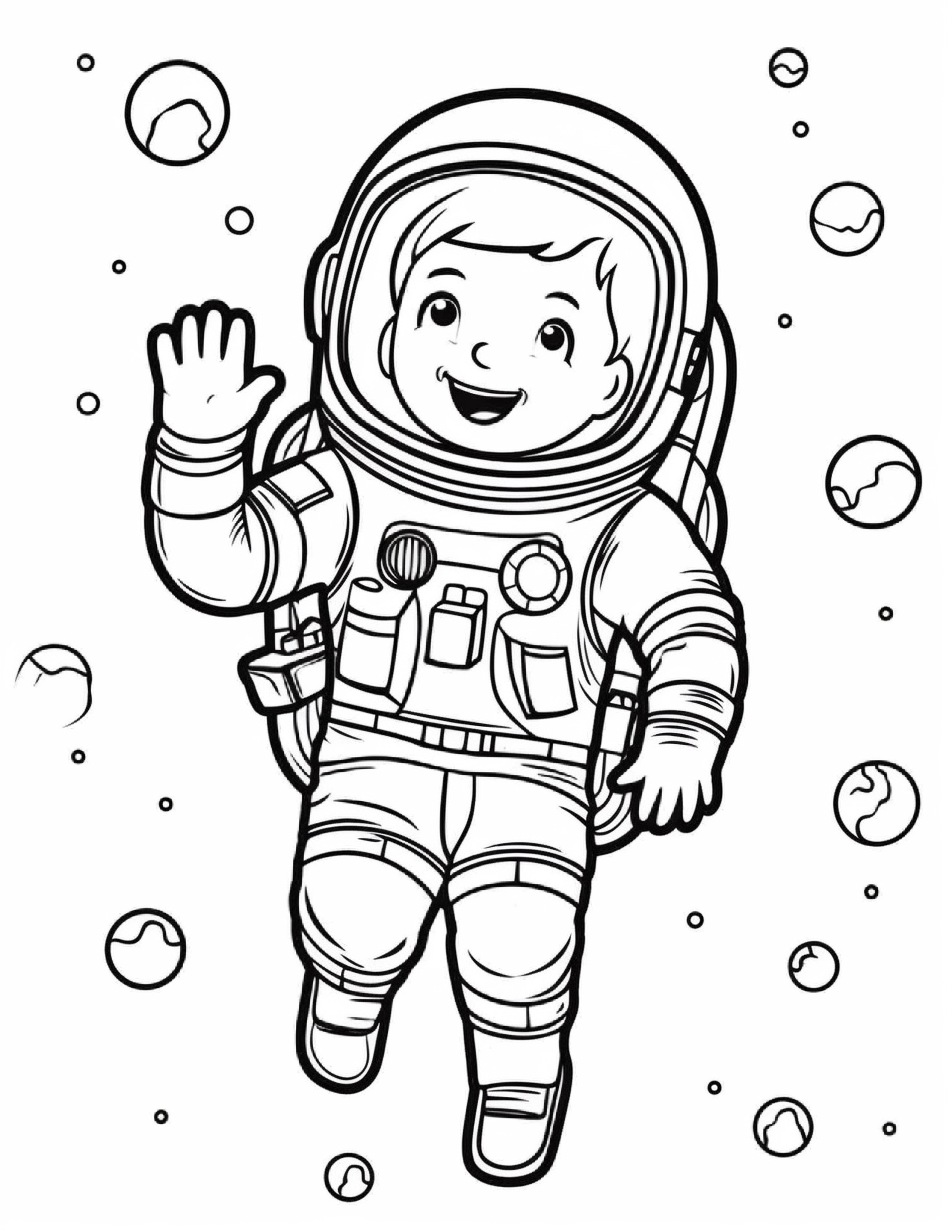 Astronautas para colorir – Viagem espacial para imprimir grátis