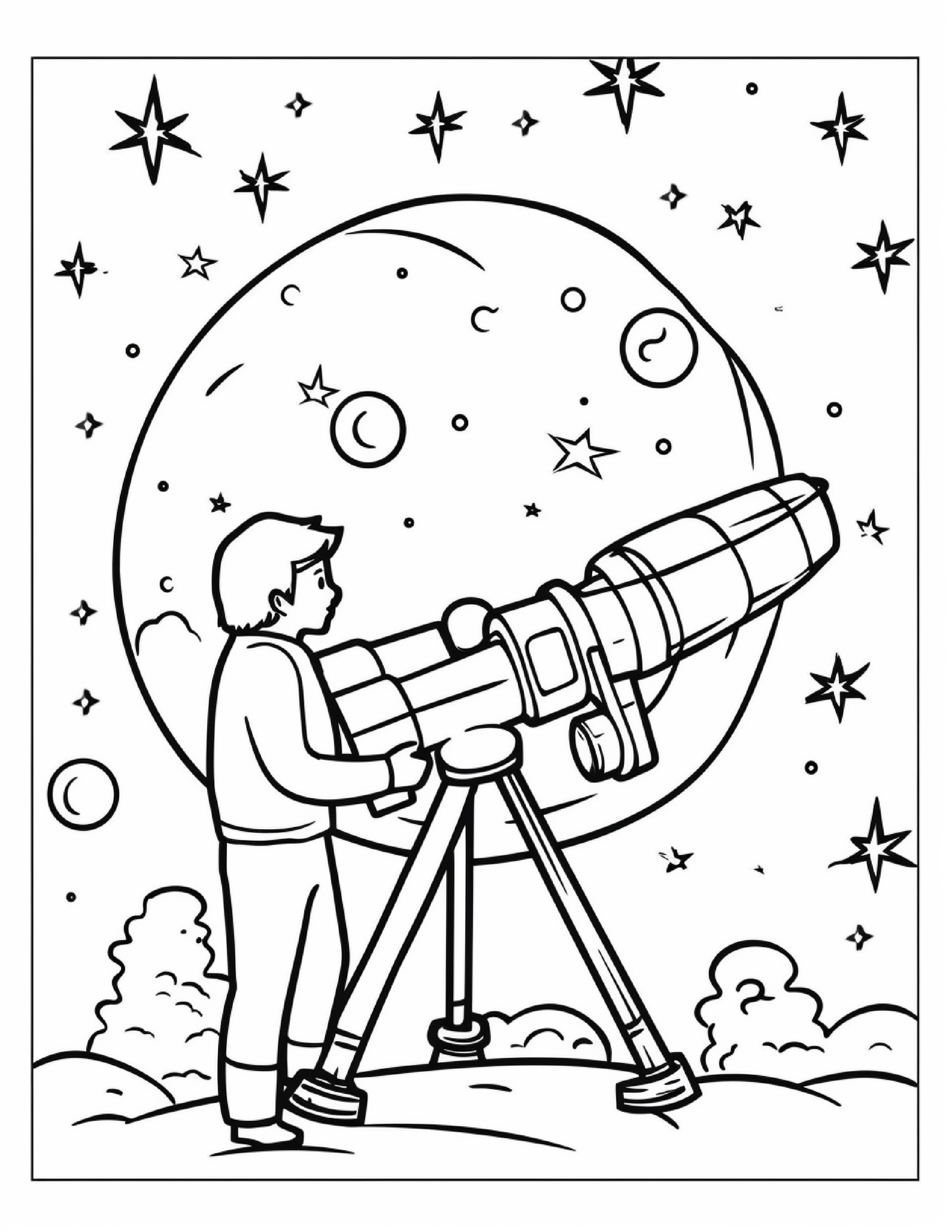 Astronautas para colorir – Viagem espacial para imprimir grátis