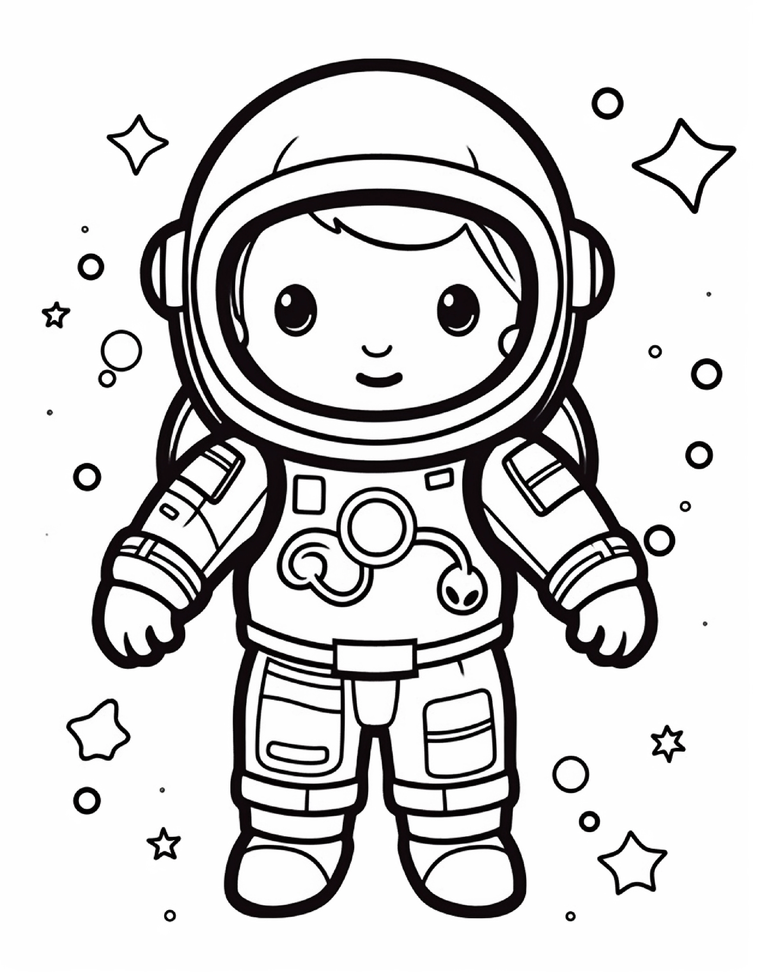 Astronautas para colorir – Viagem espacial para imprimir grátis