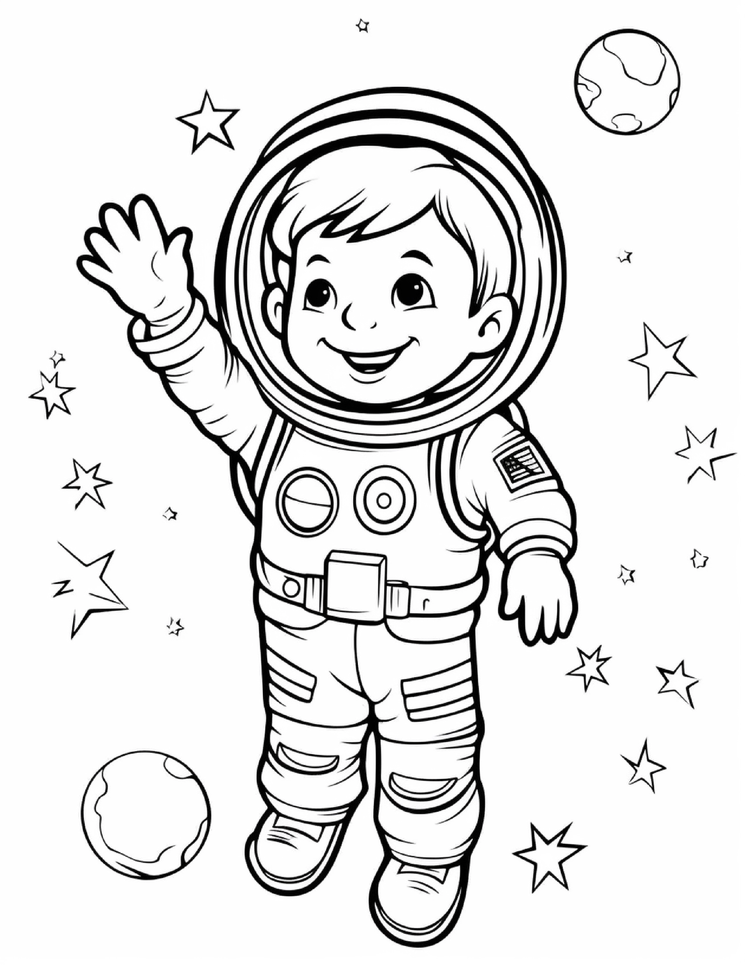 Astronautas para colorir – Viagem espacial para imprimir grátis