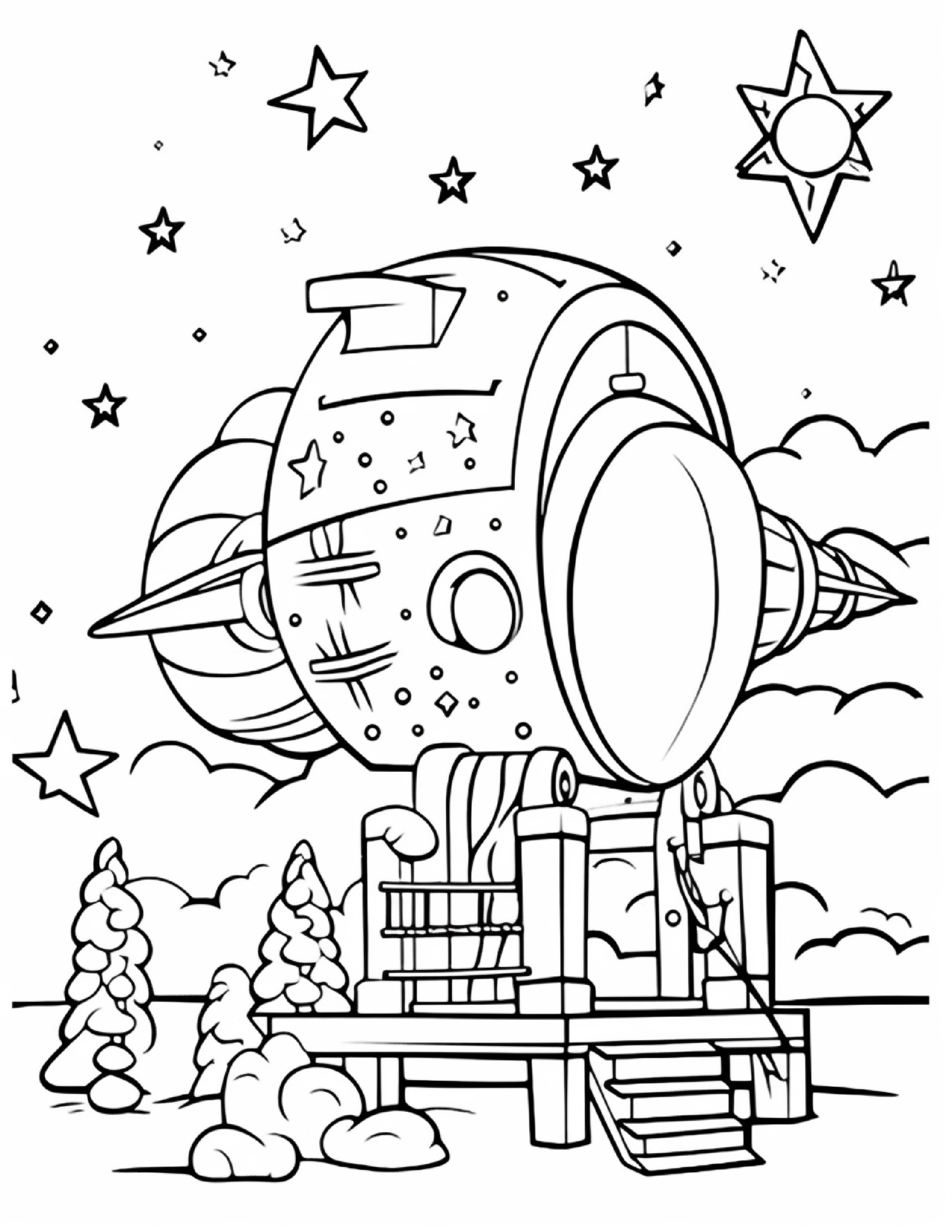 Astronautas para colorir – Viagem espacial para imprimir grátis