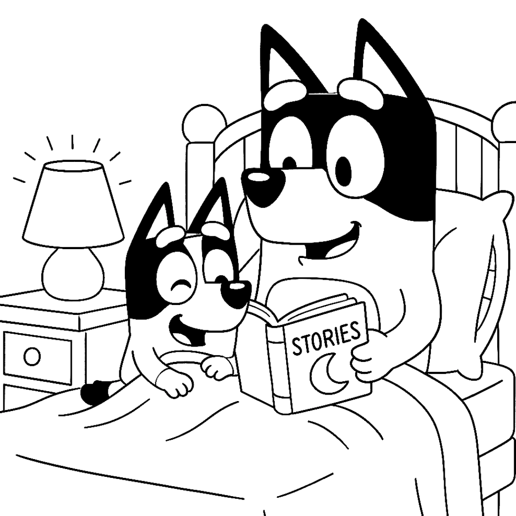 Bluey e Bingo para colorir – imprimir grátis