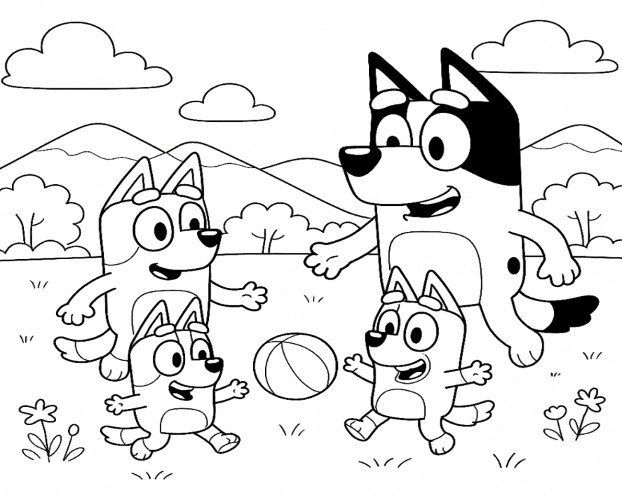 Bluey e Bingo para colorir – imprimir grátis