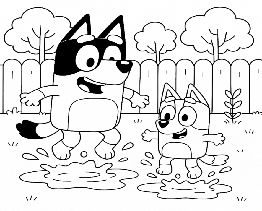 Bluey e Bingo para colorir – imprimir grátis