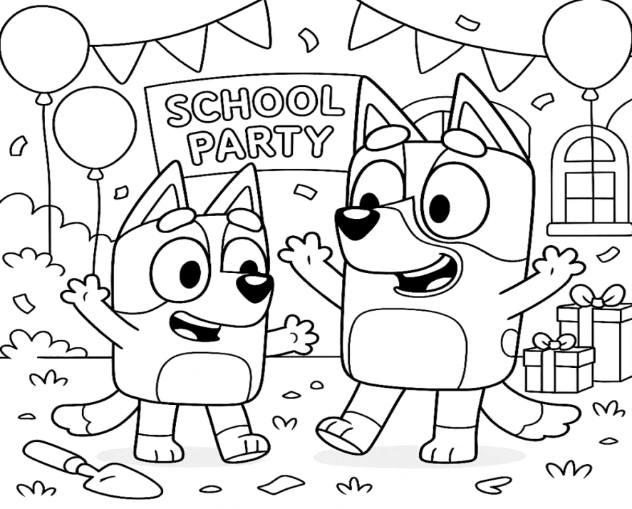 Bluey e Bingo para colorir – imprimir grátis