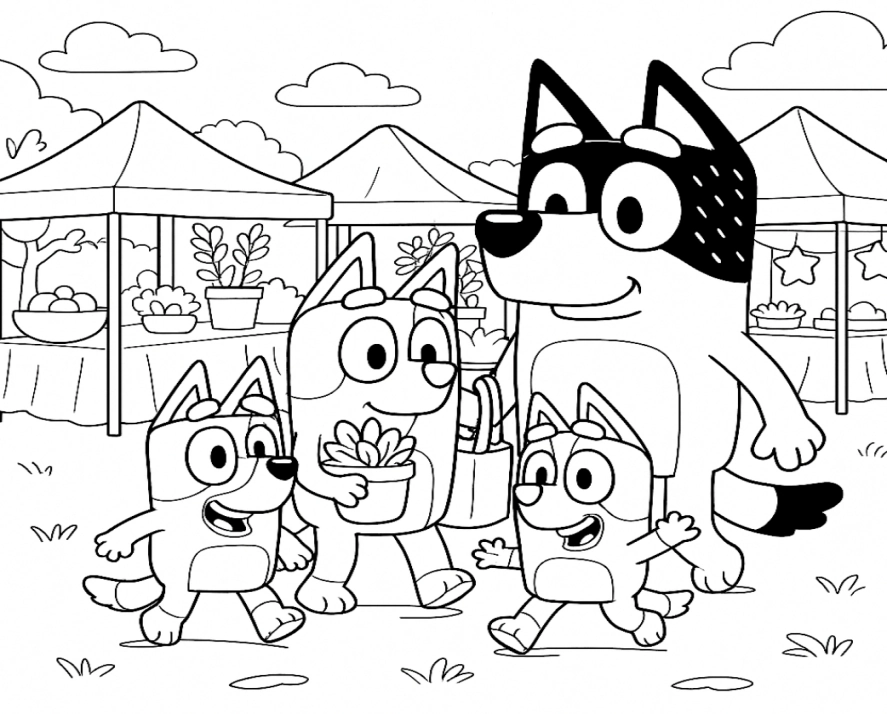 Bluey e Bingo para colorir – imprimir grátis