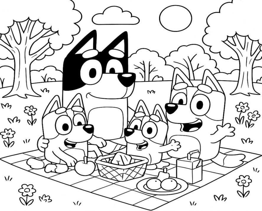 Bluey e Bingo para colorir – imprimir grátis