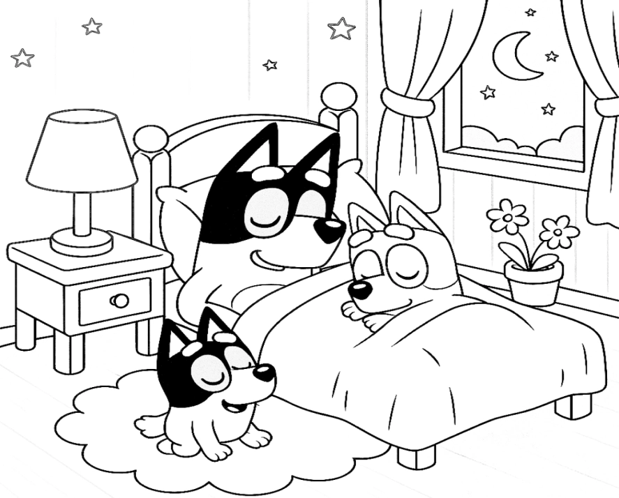 Bluey e Bingo para colorir – imprimir grátis