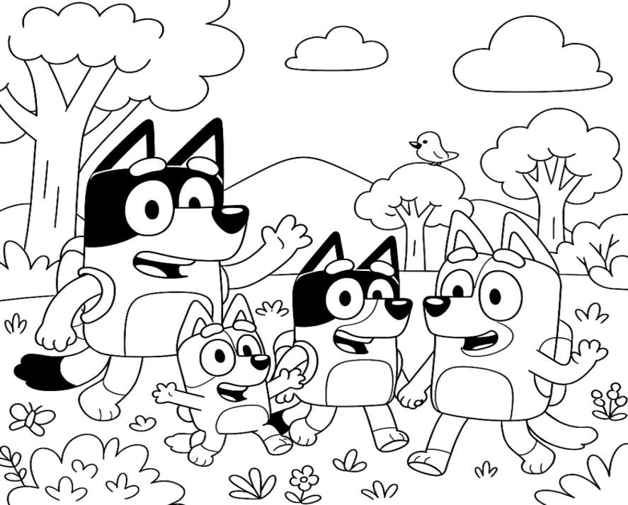 Bluey e Bingo para colorir – imprimir grátis