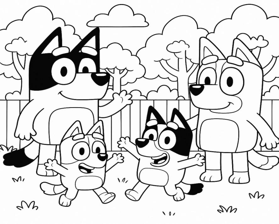 Bluey e Bingo para colorir – imprimir grátis