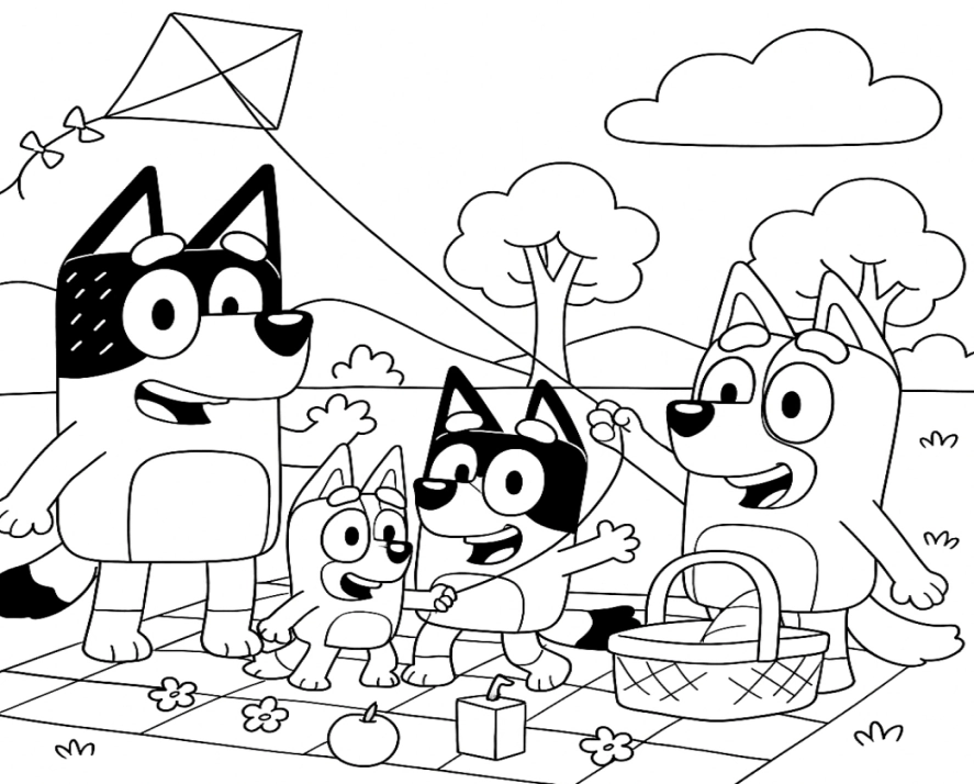 Bluey e Bingo para colorir – imprimir grátis